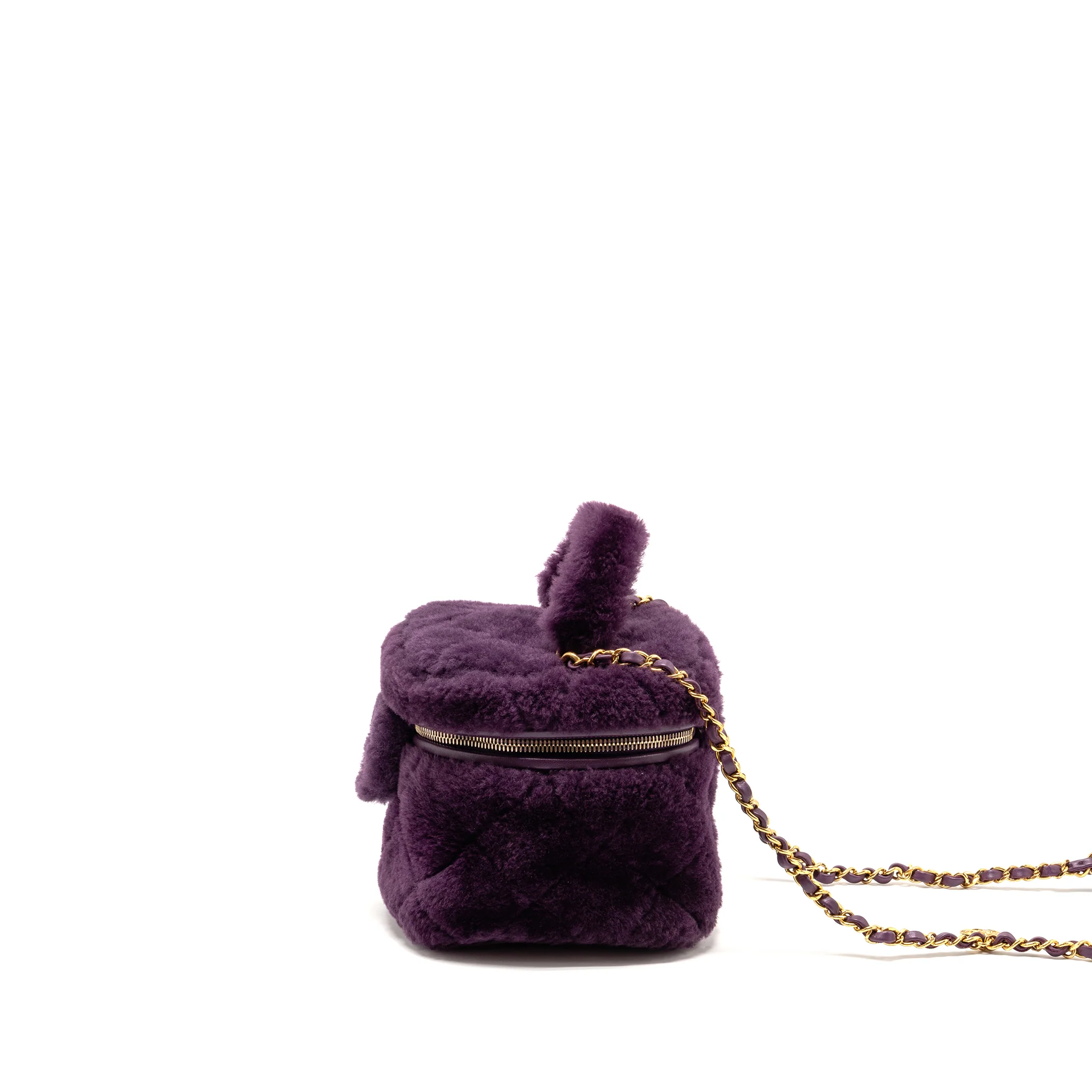 Chanel Top Handle Small Vanity Case Shearling Purple GHW (Microchip) - Image 4