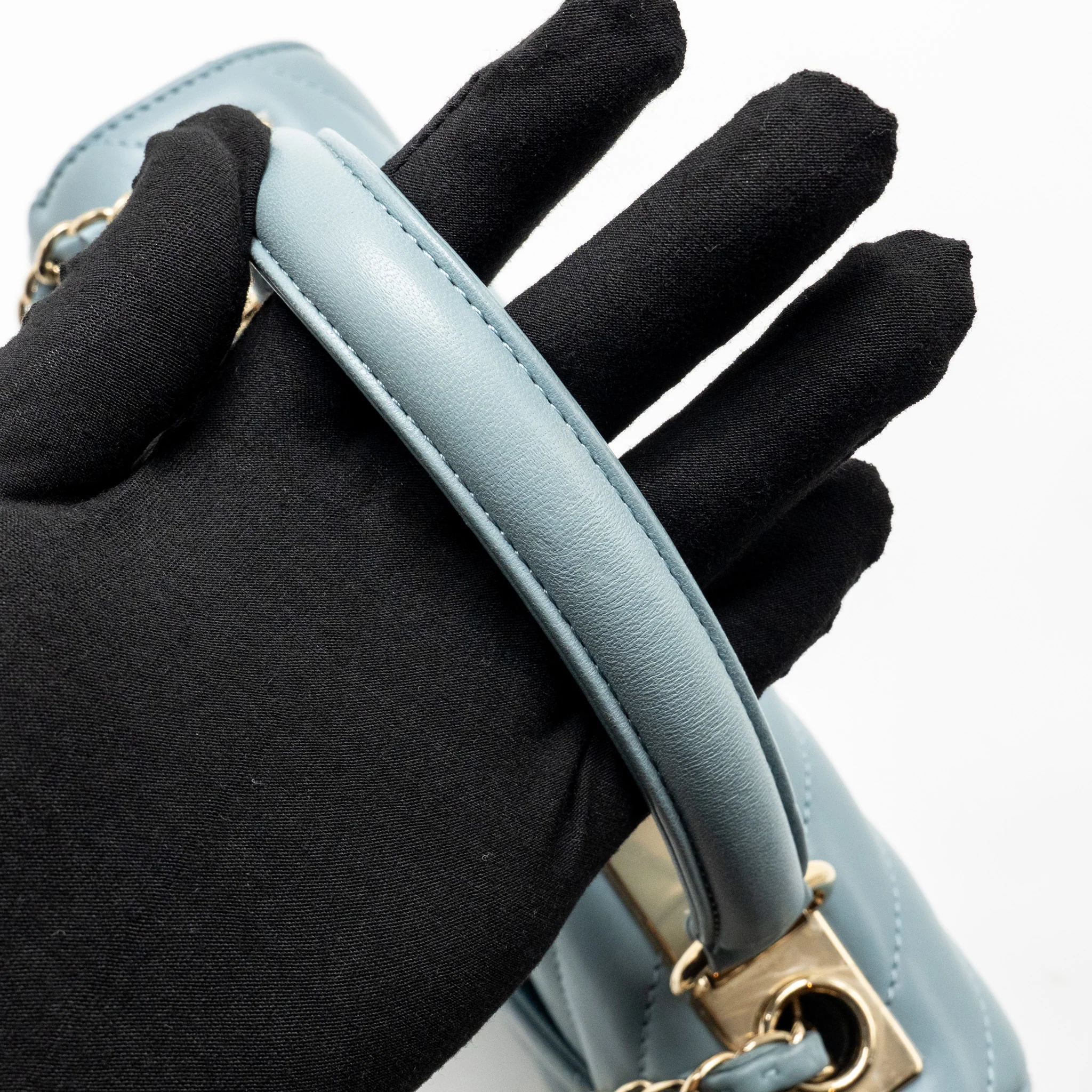 Chanel Top Handle Trendy CC Flap Bag Chevron Lambskin Blue LGHW - Image 12