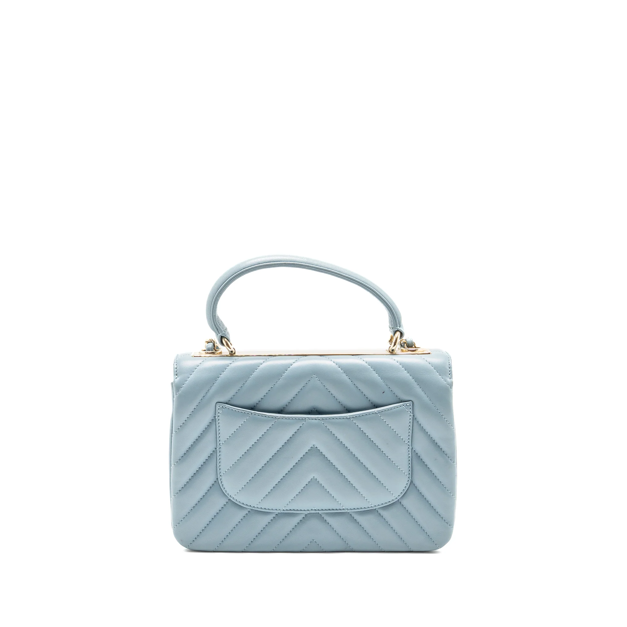 Chanel Top Handle Trendy CC Flap Bag Chevron Lambskin Blue LGHW - Image 2