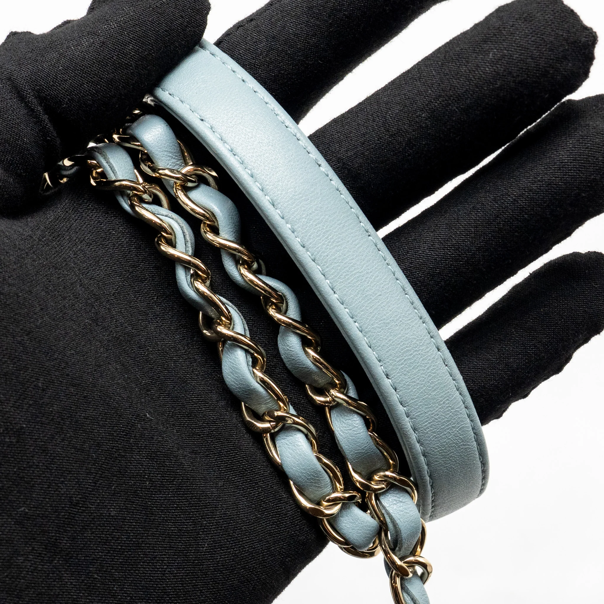 Chanel Top Handle Trendy CC Flap Bag Chevron Lambskin Blue LGHW - Image 21