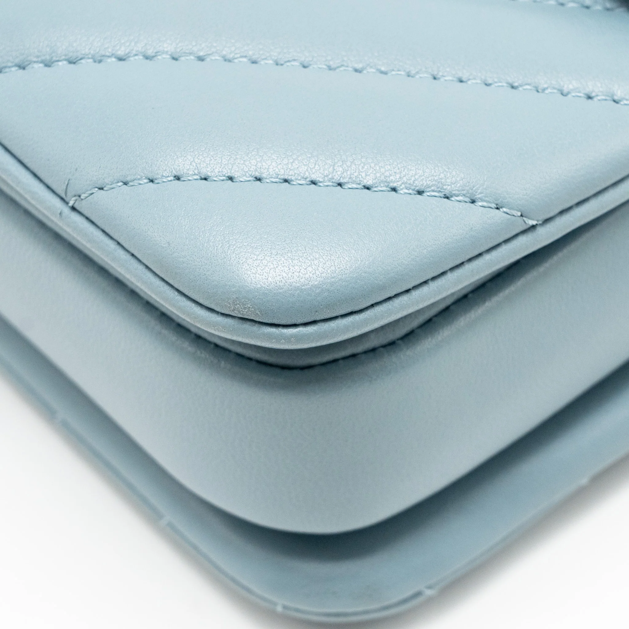 Chanel Top Handle Trendy CC Flap Bag Chevron Lambskin Blue LGHW - Image 8