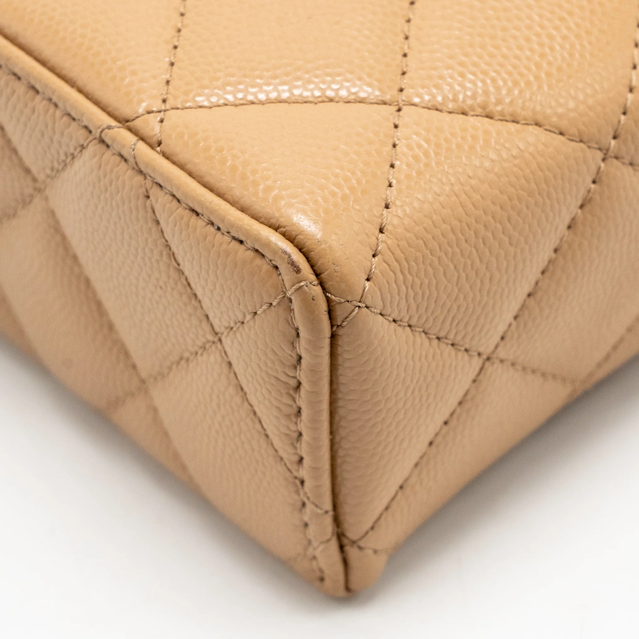 Chanel top handle vanity clutch with chain caviar beige LGHW (microchip) - Image 10