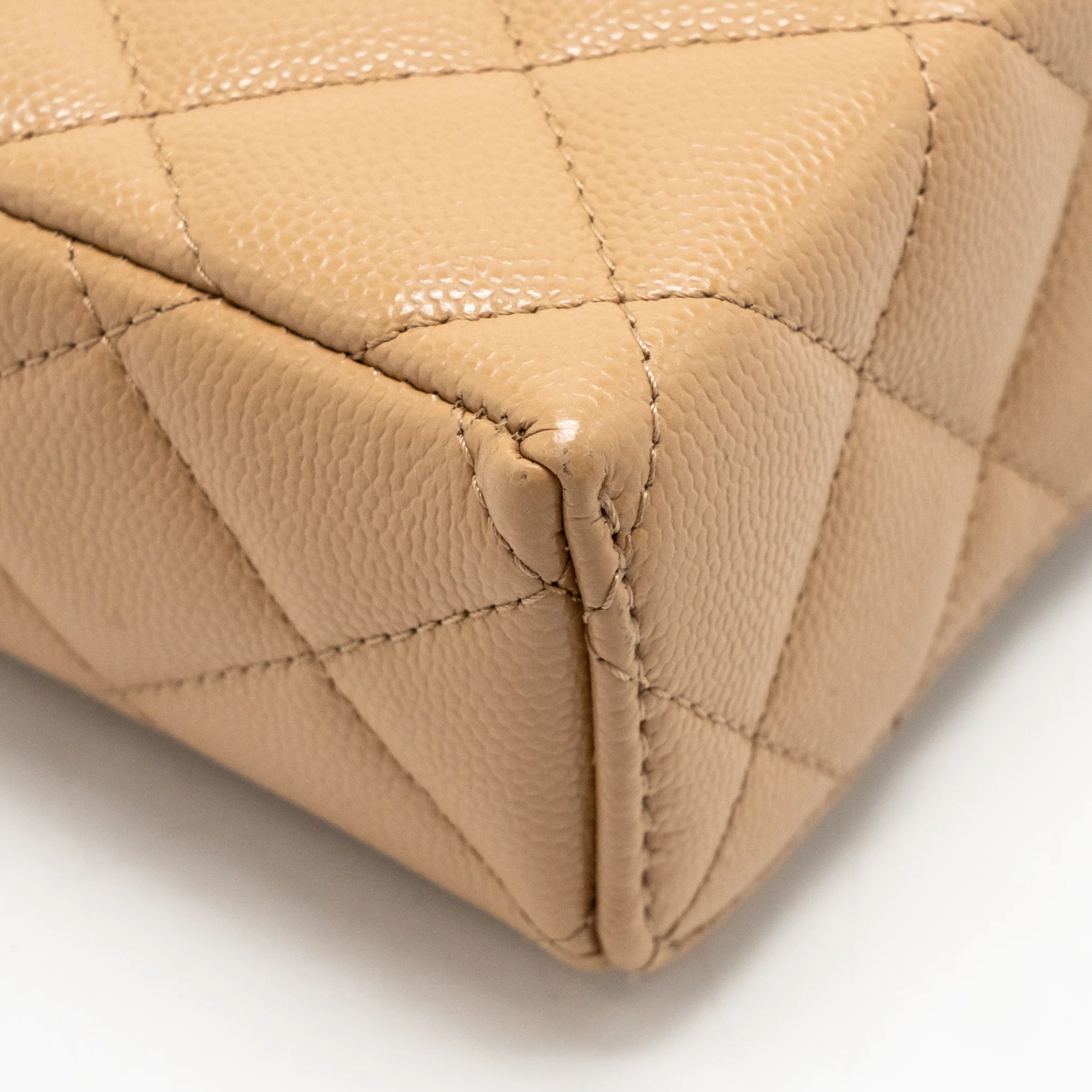Chanel top handle vanity clutch with chain caviar beige LGHW (microchip) - Image 11