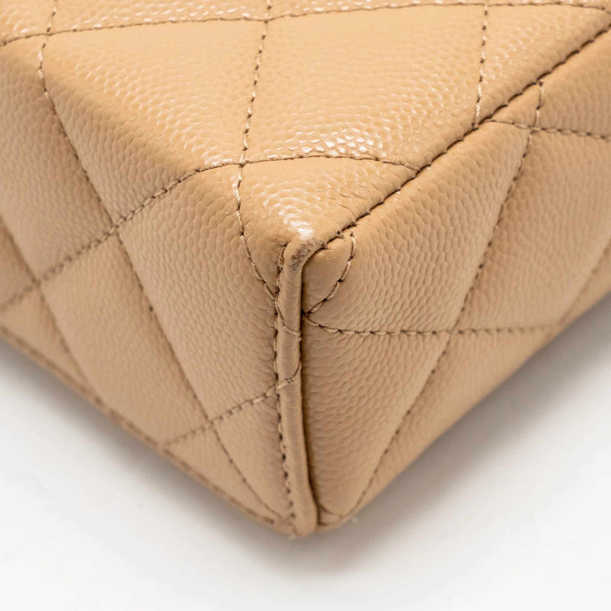 Chanel top handle vanity clutch with chain caviar beige LGHW (microchip) - Image 12