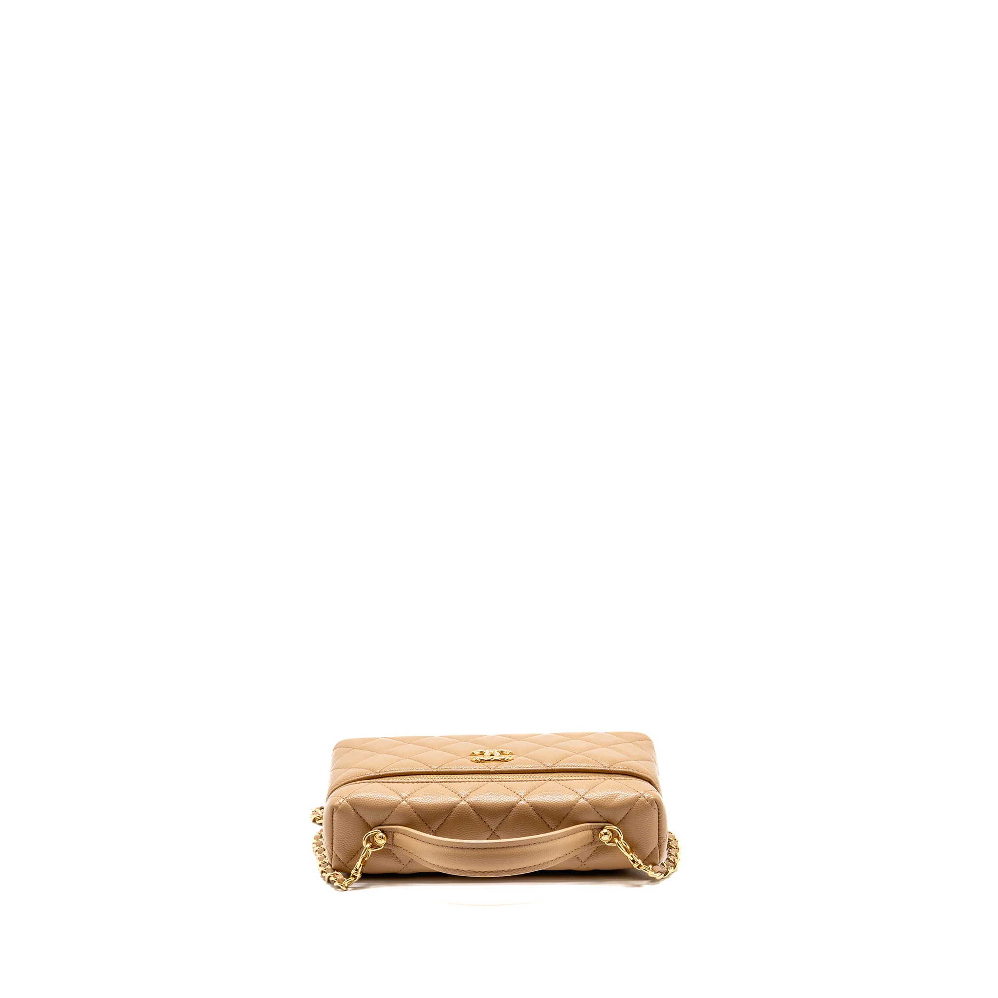 Chanel top handle vanity clutch with chain caviar beige LGHW (microchip) - Image 5