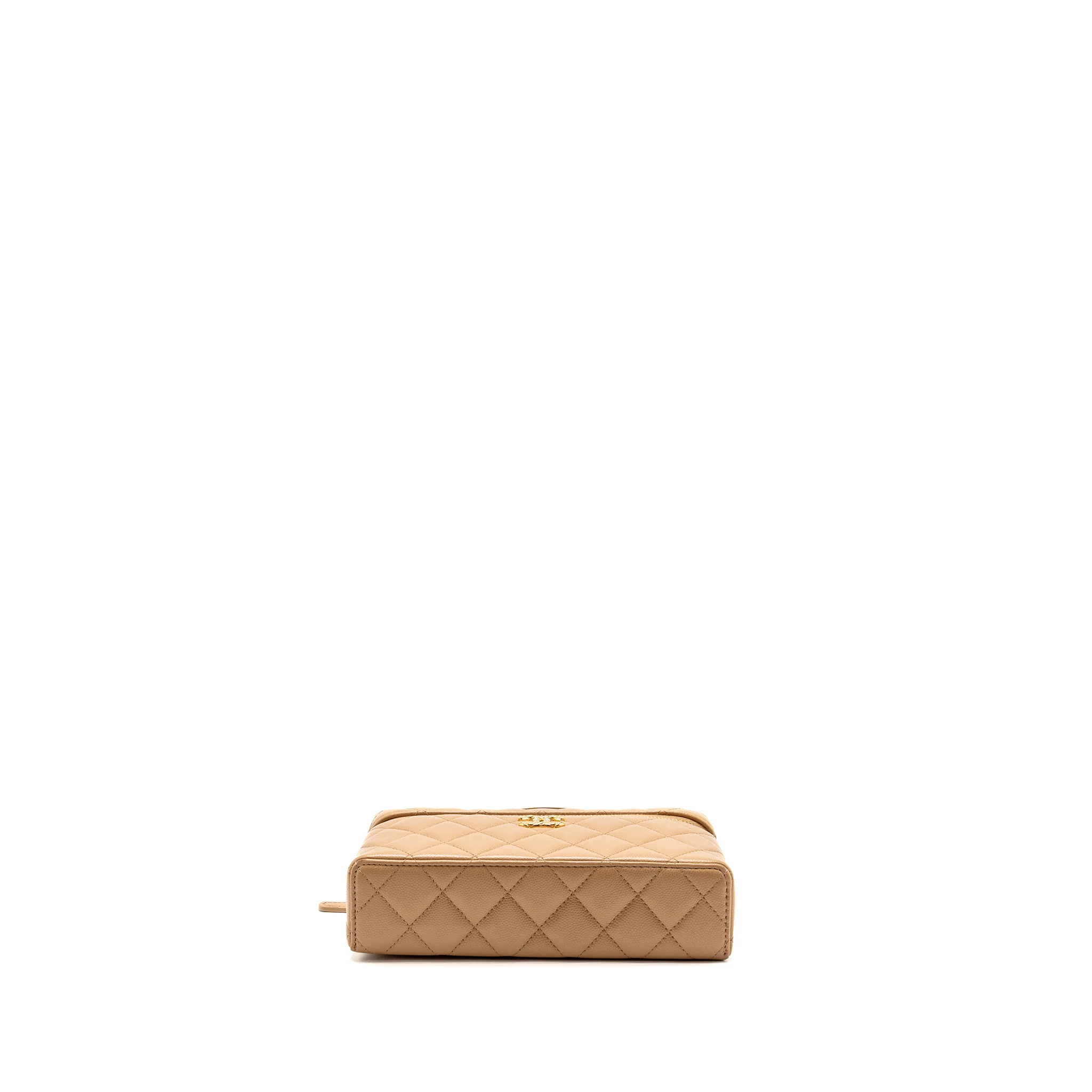 Chanel top handle vanity clutch with chain caviar beige LGHW (microchip) - Image 6