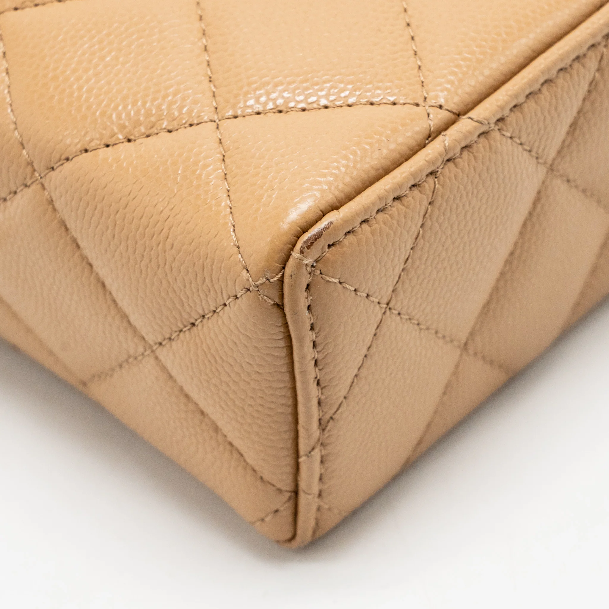 Chanel top handle vanity clutch with chain caviar beige LGHW (microchip) - Image 9
