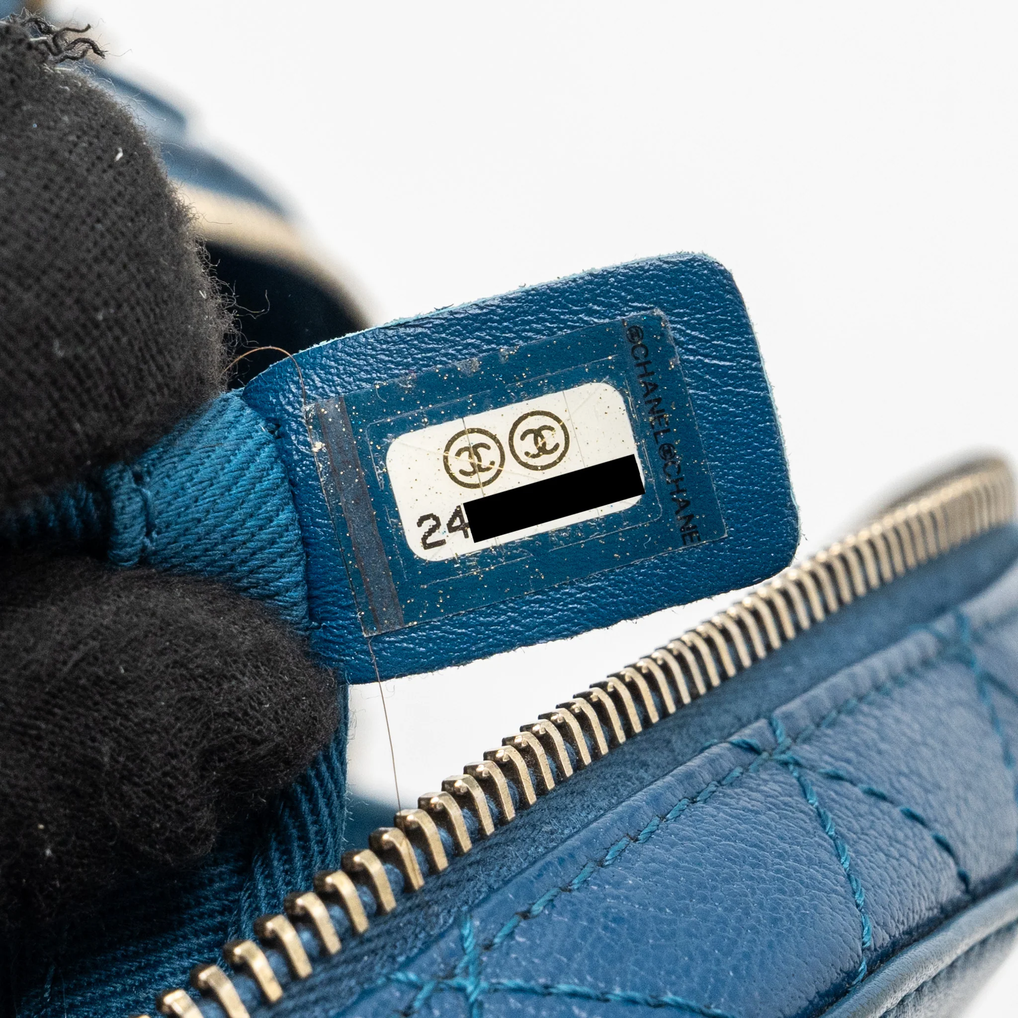 Chanel top handle zip vanity bag leather blue GHW - Image 14