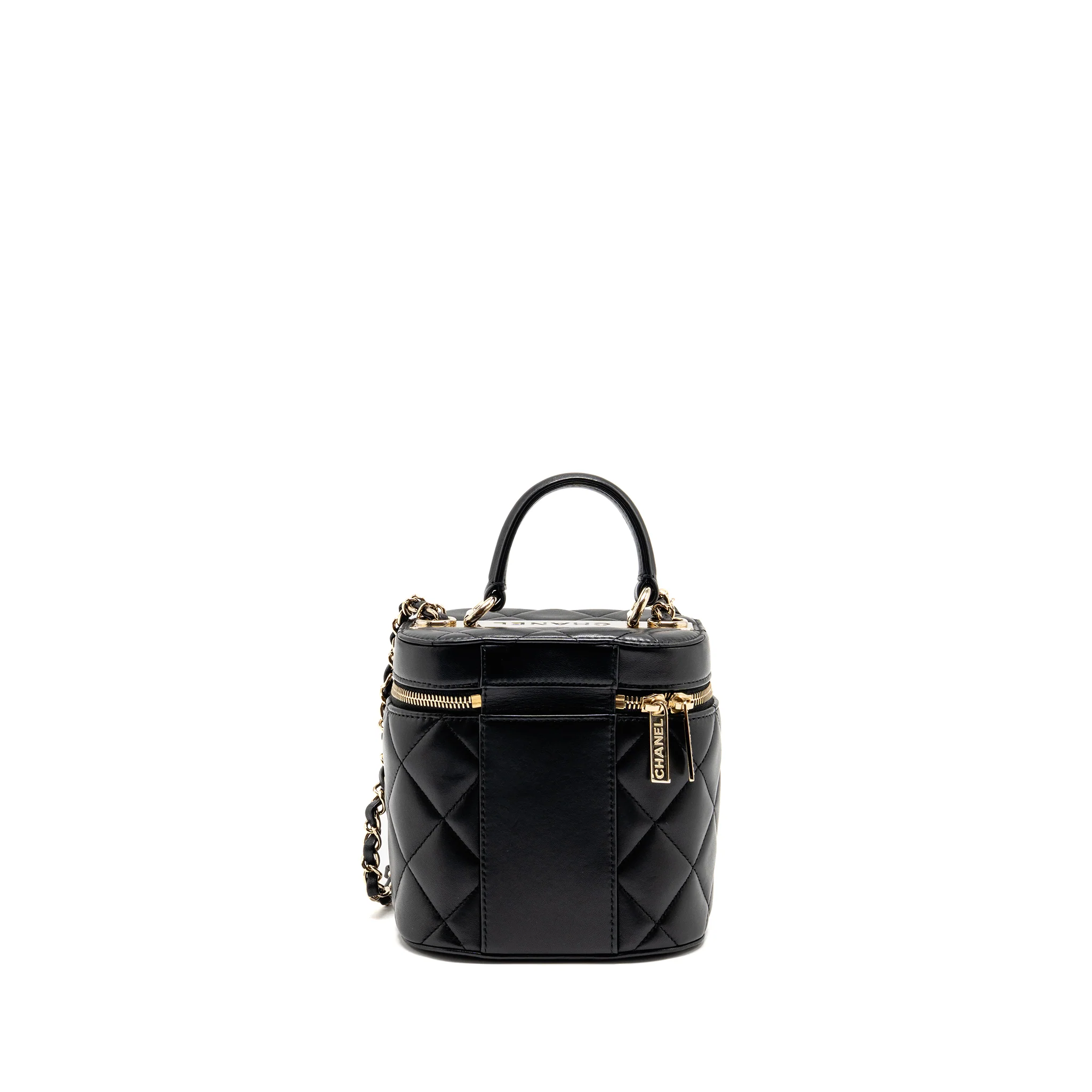 Chanel Trendy CC Round Vanity Case Crossbody Bag Lambskin Black LGHW - Image 2