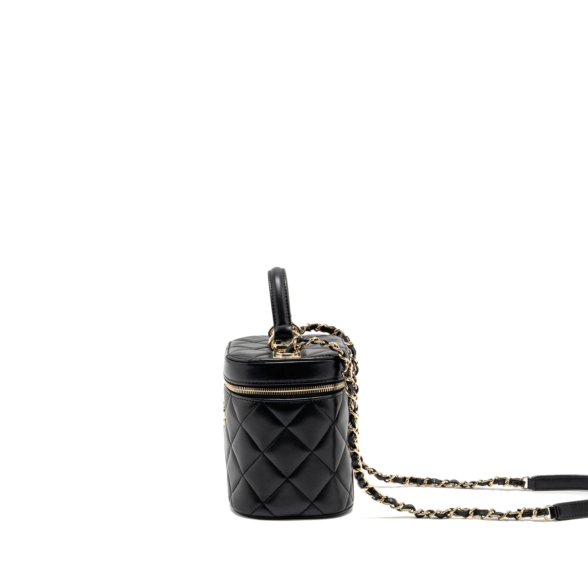 Chanel Trendy CC Round Vanity Case Crossbody Bag Lambskin Black LGHW - Image 4