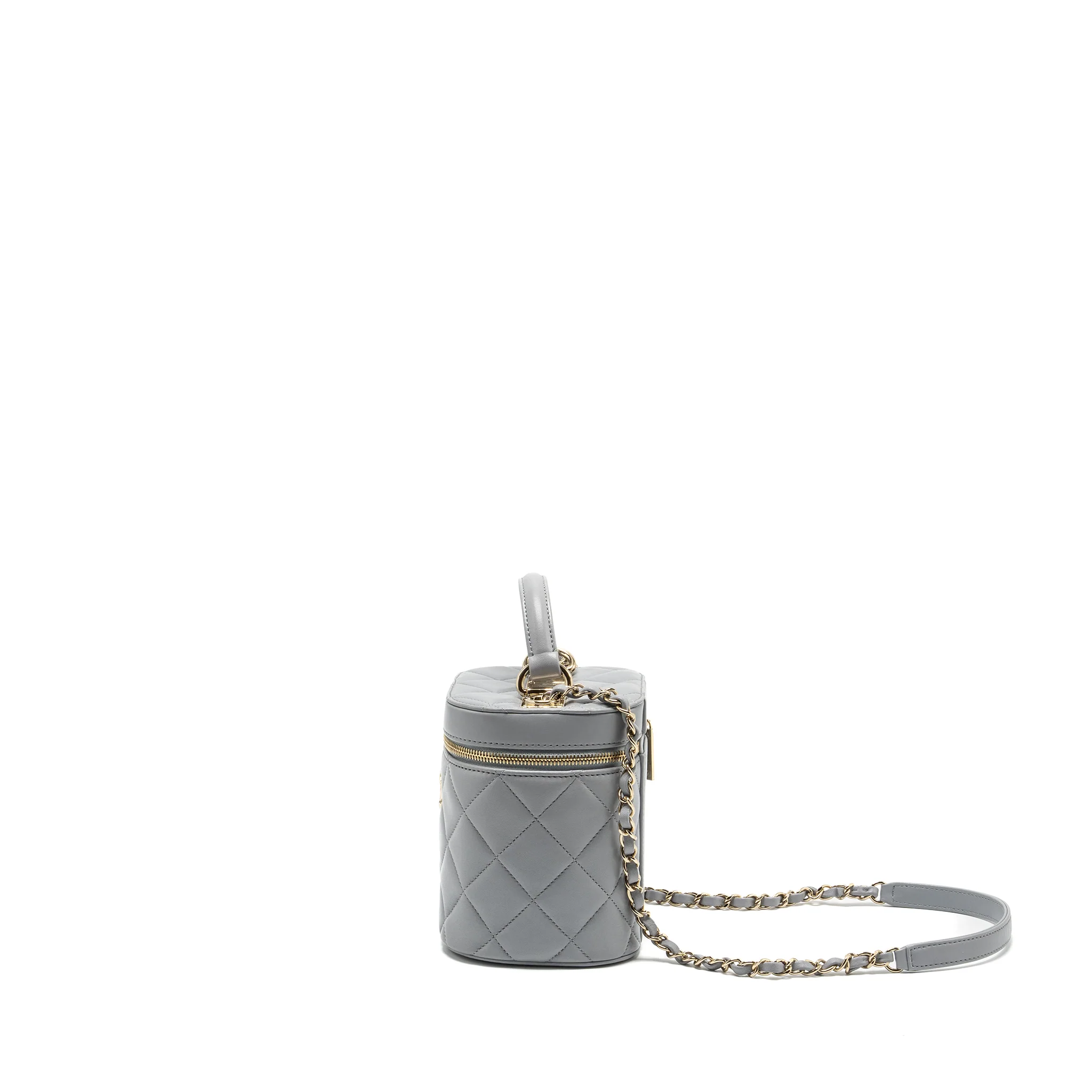 CHANEL Trendy CC Top Handle Vanity With Chain Lambskin Grey LGHW - Image 4