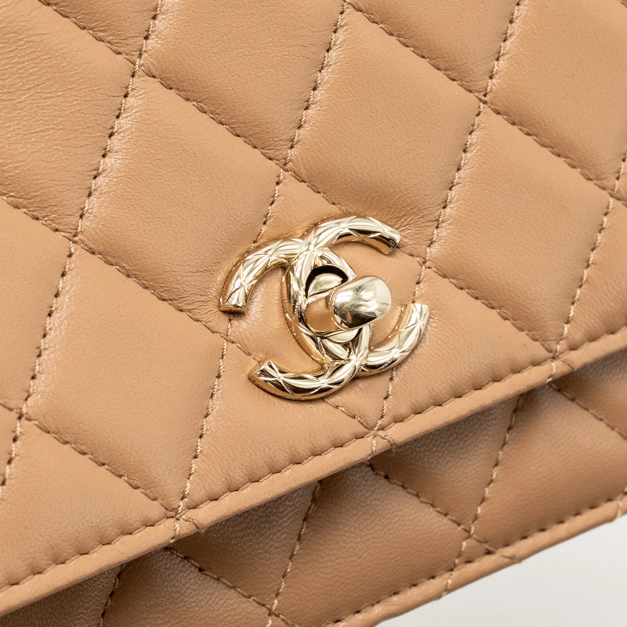 Chanel Trendy CC Wallet On Chain Lambskin Dark Beige LGHW (Microchip) - Image 12