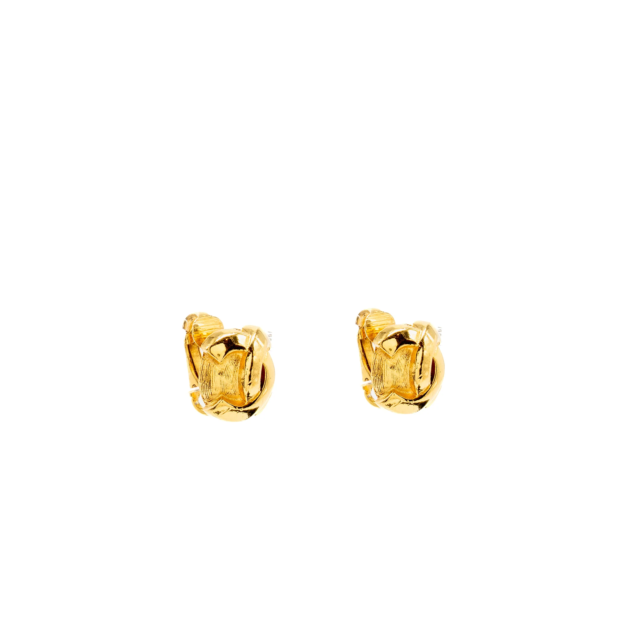 Chanel Vintage CC Logo Ear Clips Gold Tone - Image 2