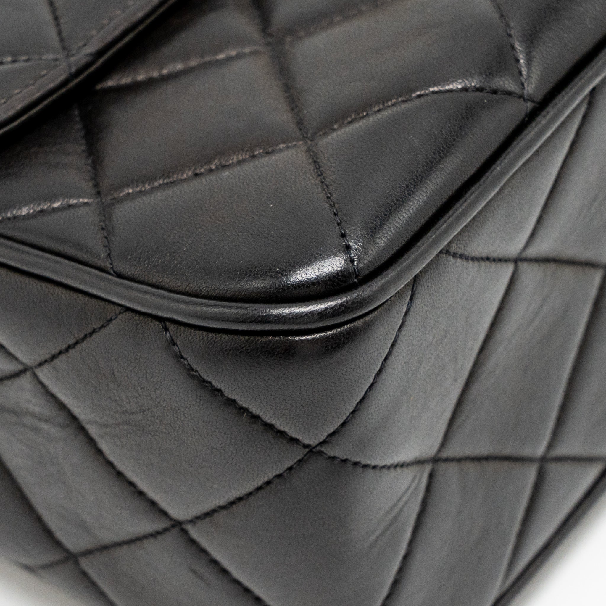 Chanel Vintage Large Square Flap Bag Lambskin Black GHW - Image 9