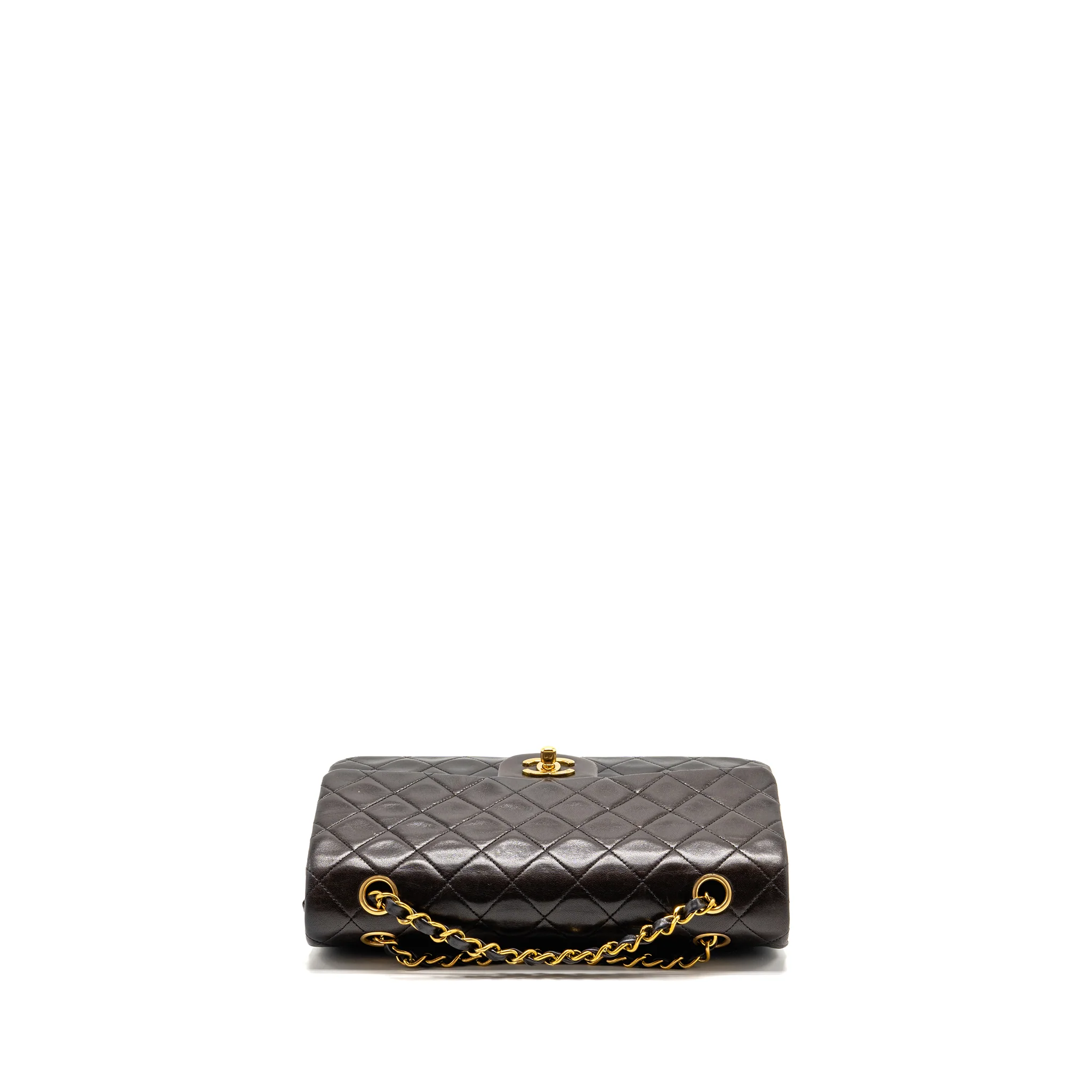 Chanel vintage medium classic double flap bag lambskin dark brown GHW - Image 5