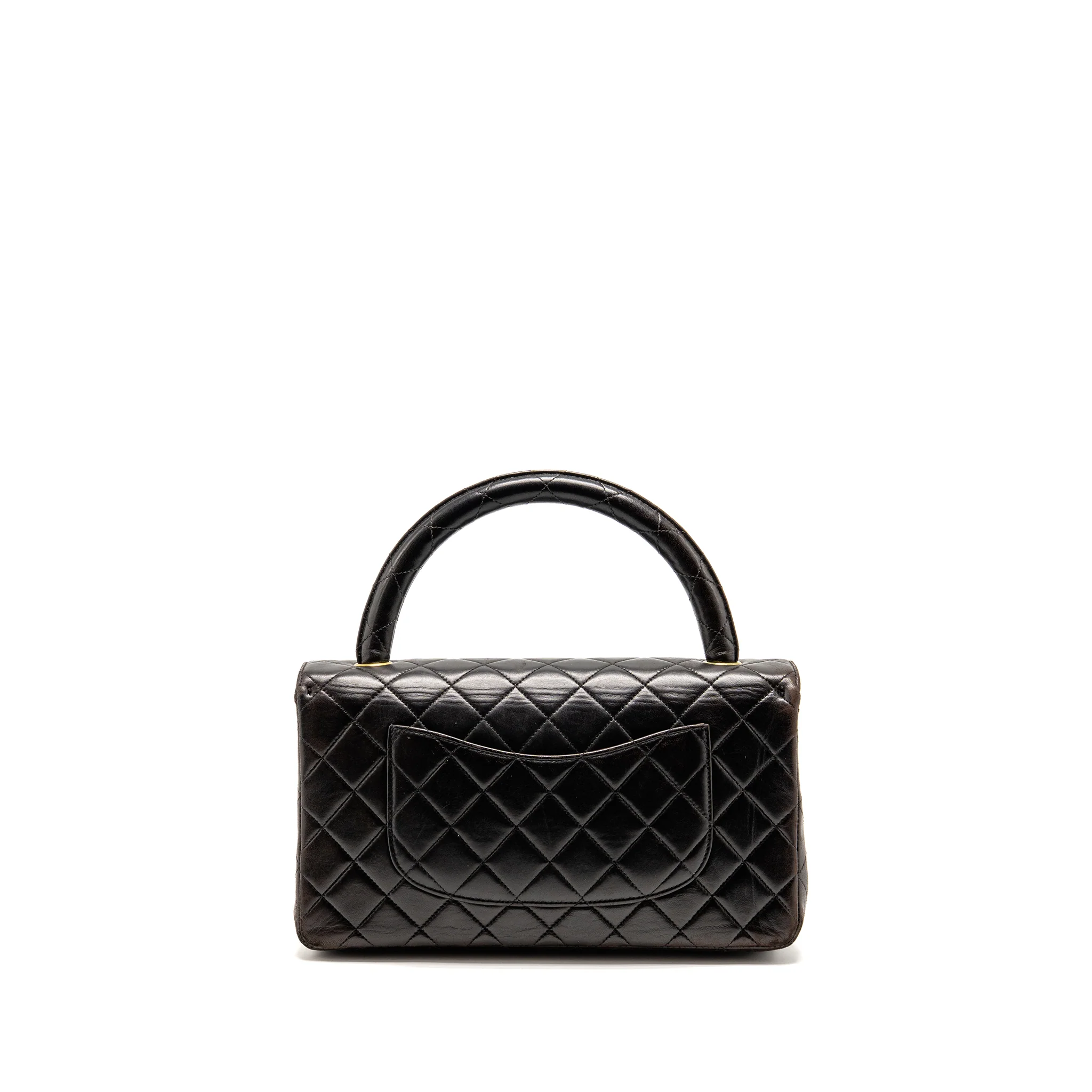 Chanel Vintage Medium Top Handle Kelly Bag Lambskin Dark Brown GHW - Image 2