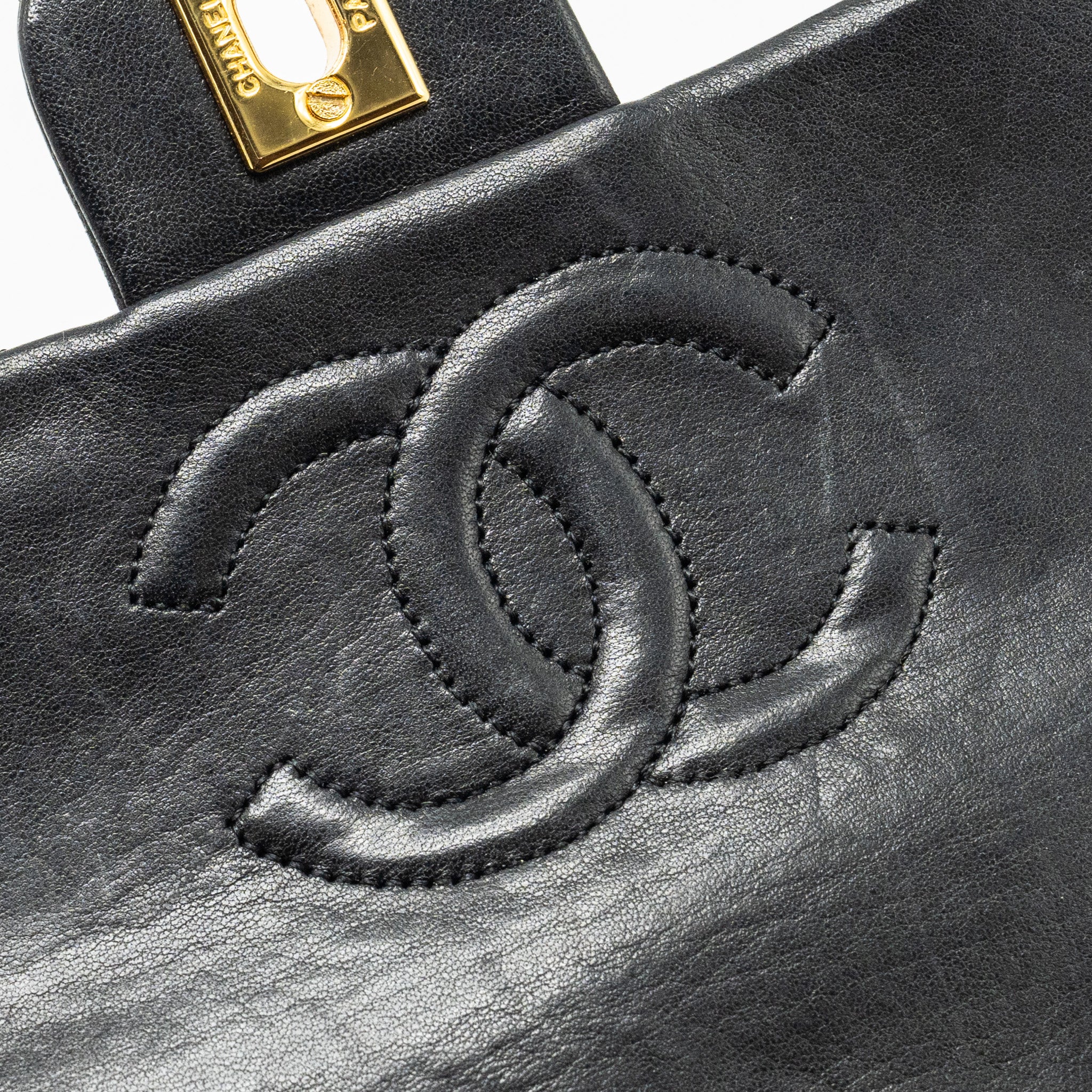 Chanel Vintage Mini Square Flap Bag lambskin black GHW - Image 10
