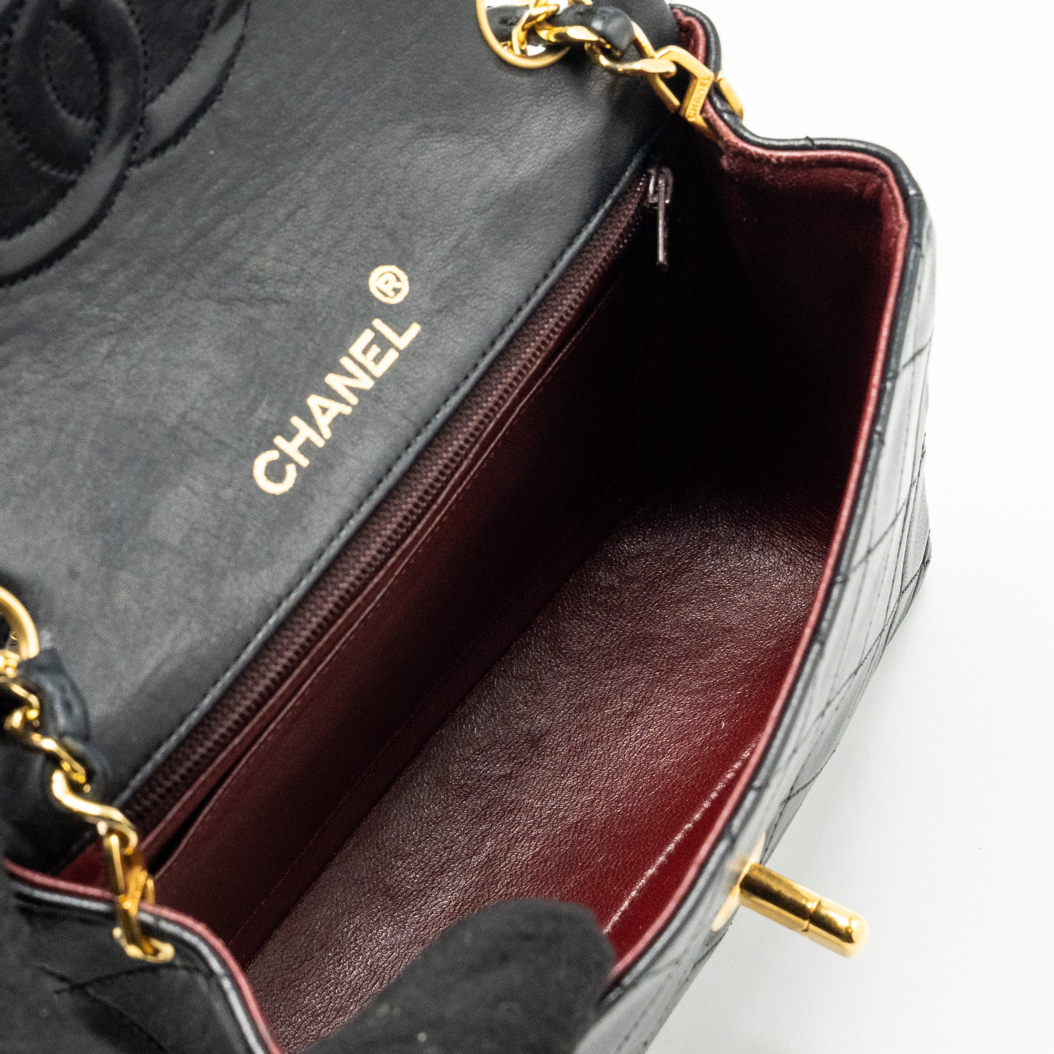 Chanel Vintage Mini Square Flap Bag lambskin black GHW - Image 11