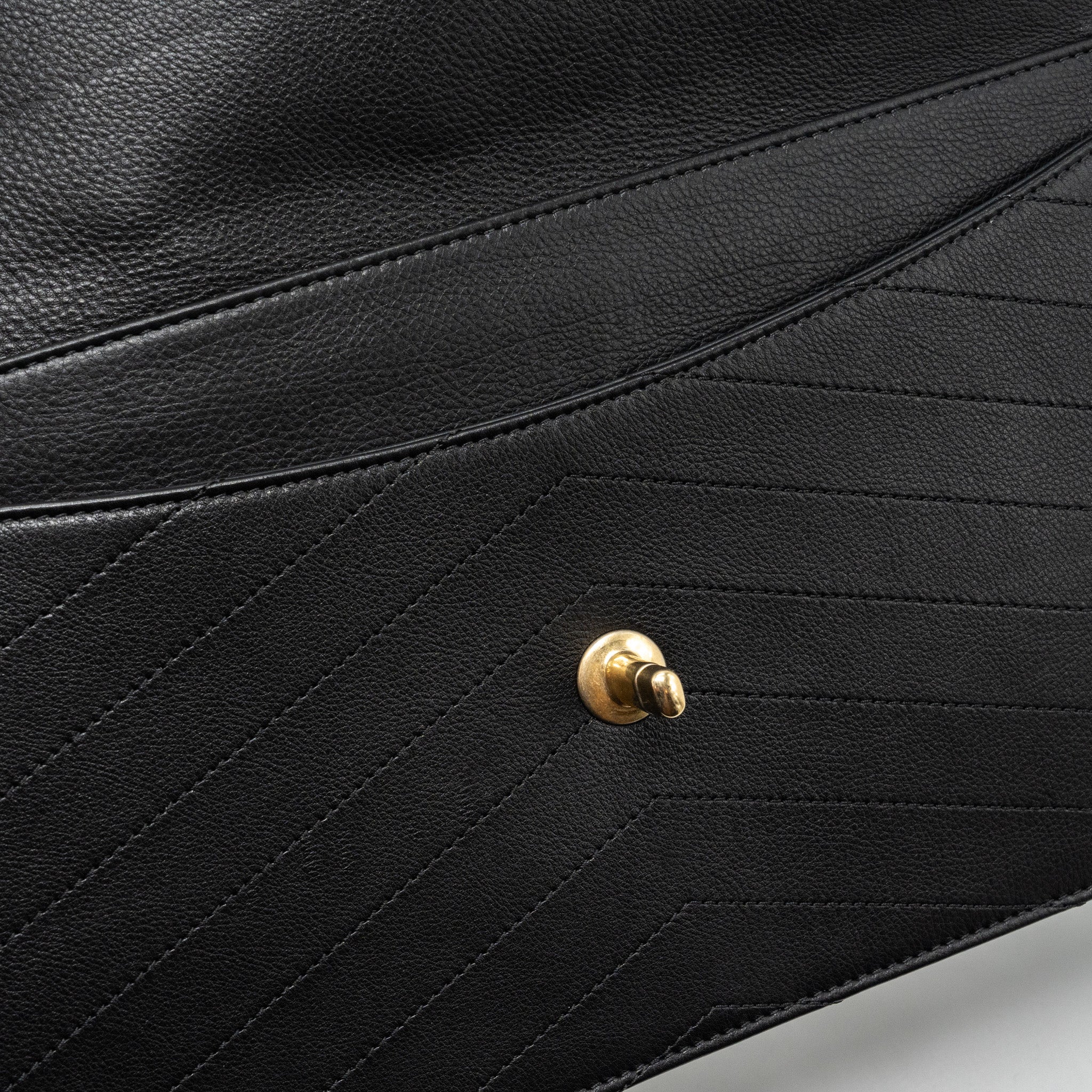Chanel Voyage Chevron Clutch Calfskin Black GHW - Image 10