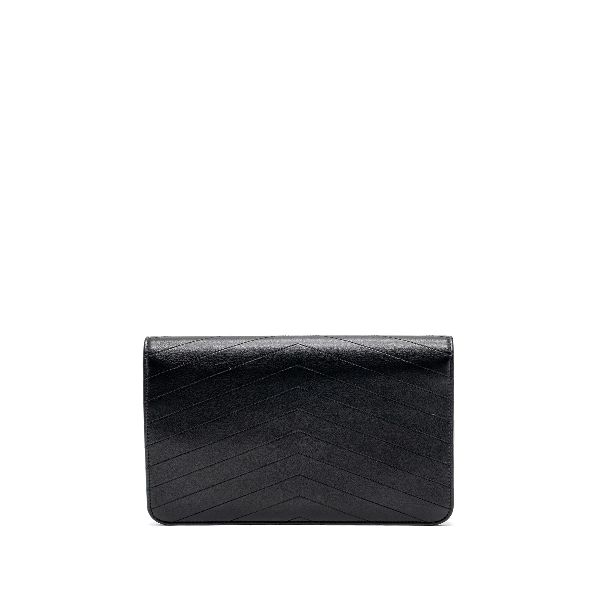 Chanel Voyage Chevron Clutch Calfskin Black GHW - Image 2