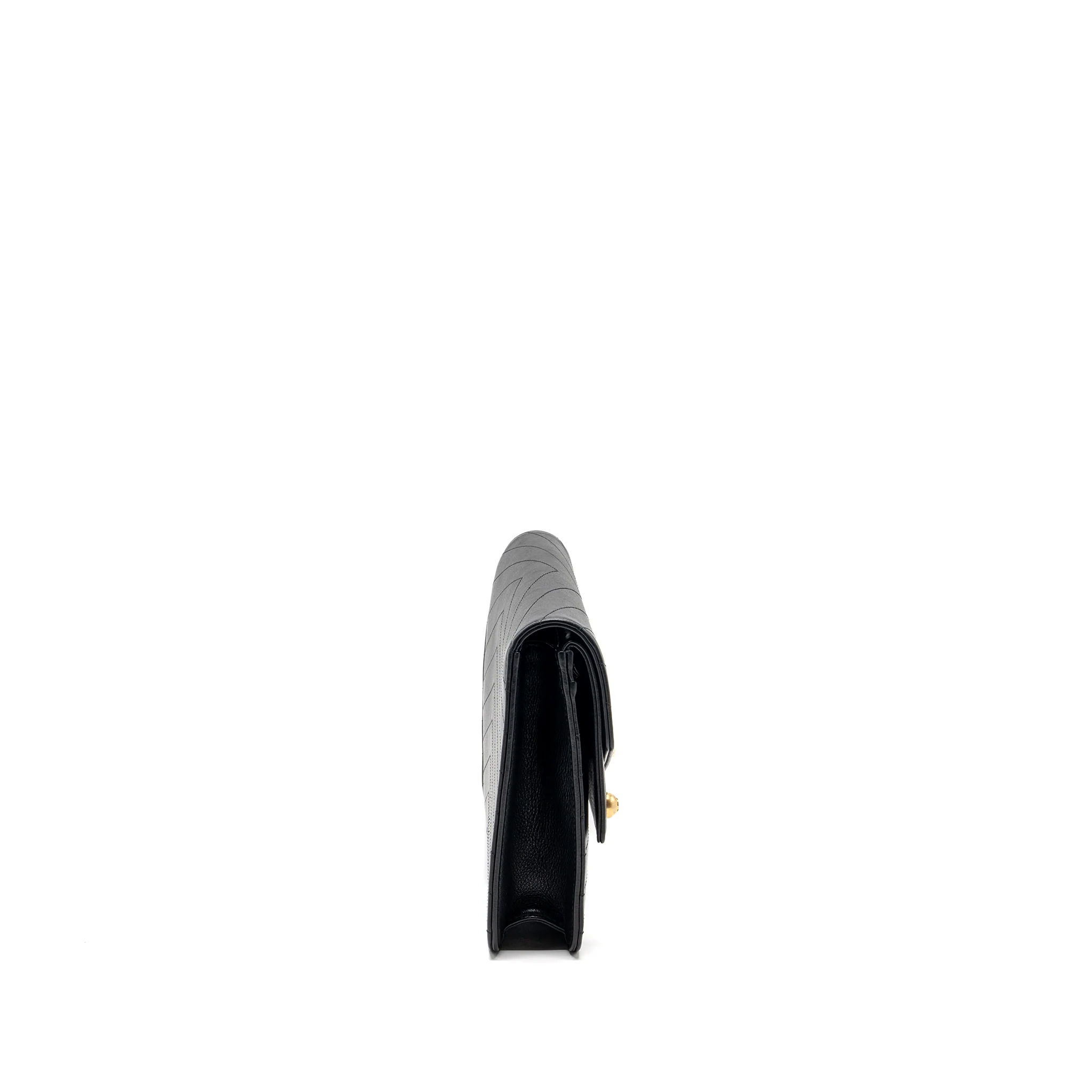 Chanel Voyage Chevron Clutch Calfskin Black GHW - Image 3