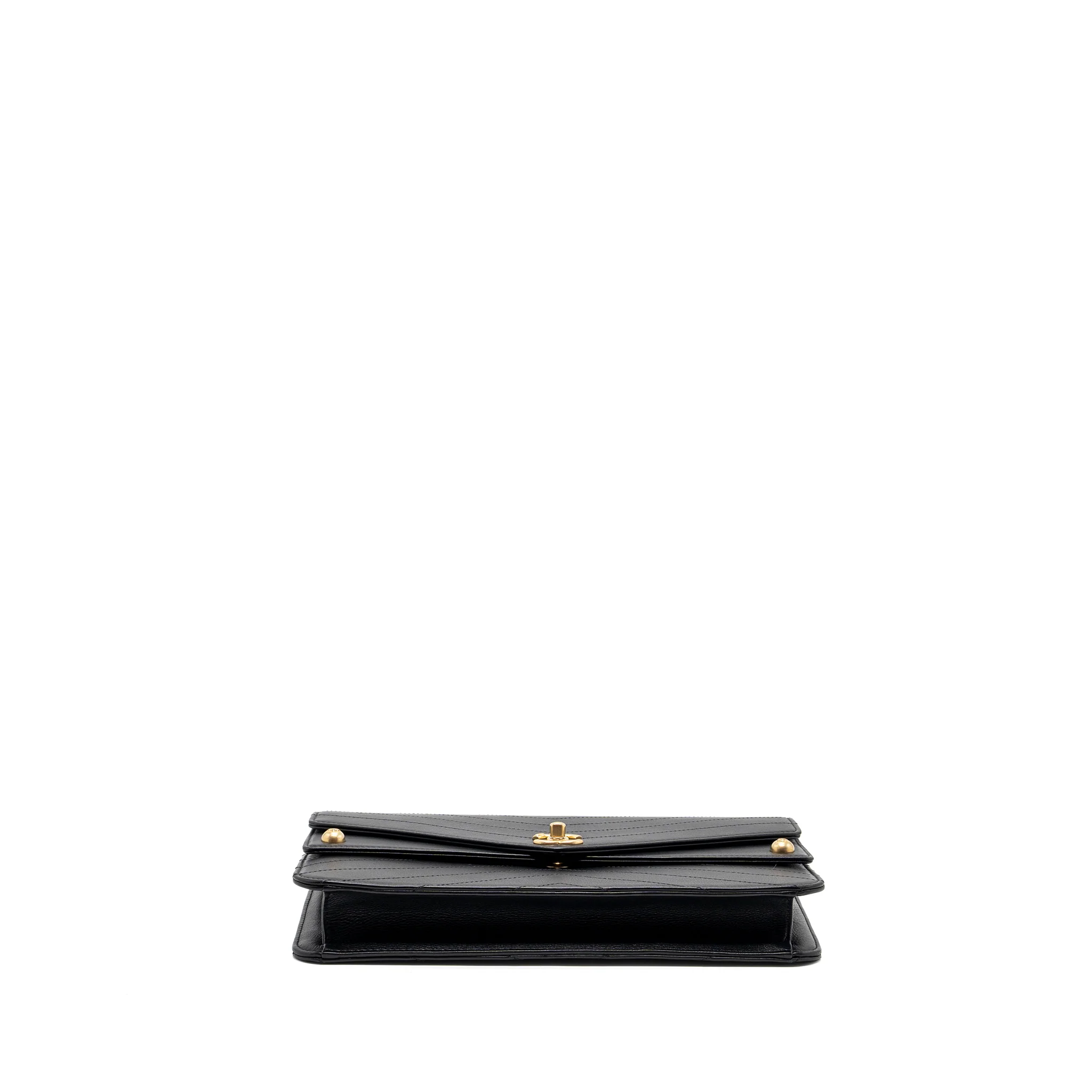 Chanel Voyage Chevron Clutch Calfskin Black GHW - Image 5