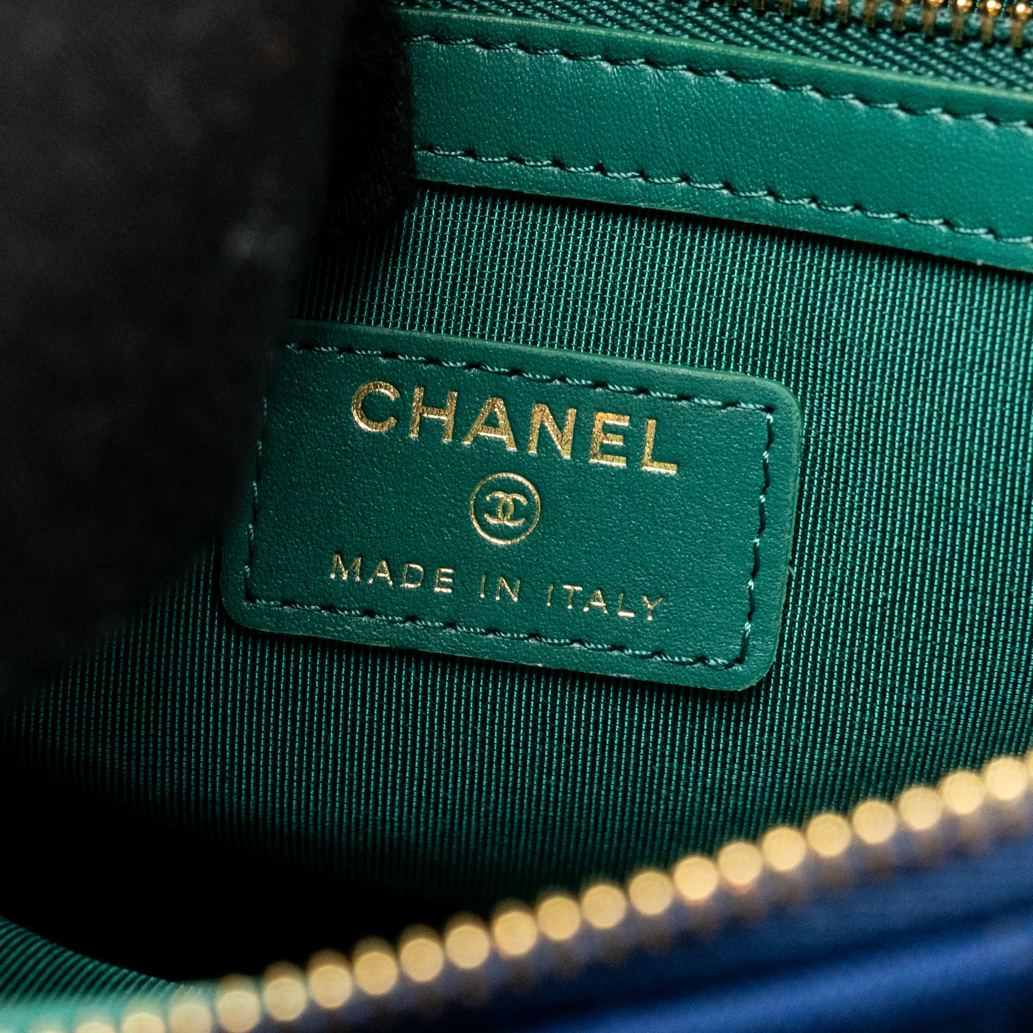 Chanel O-Case Pouch Jersey Navy Blue LGHW - Image 11