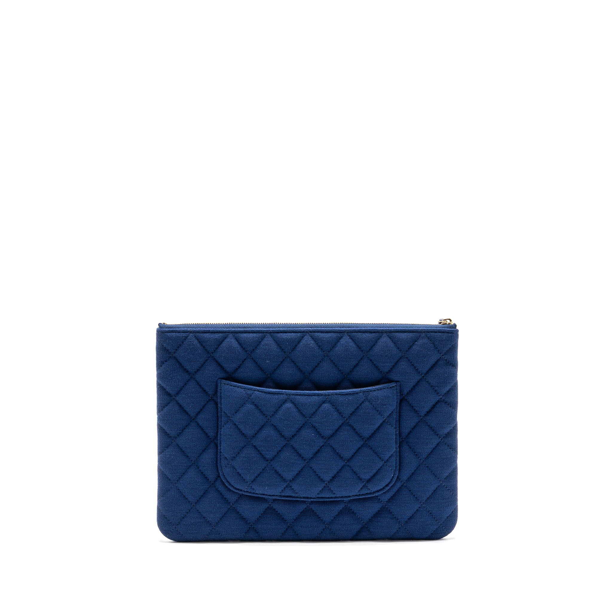 Chanel O-Case Pouch Jersey Navy Blue LGHW - Image 2