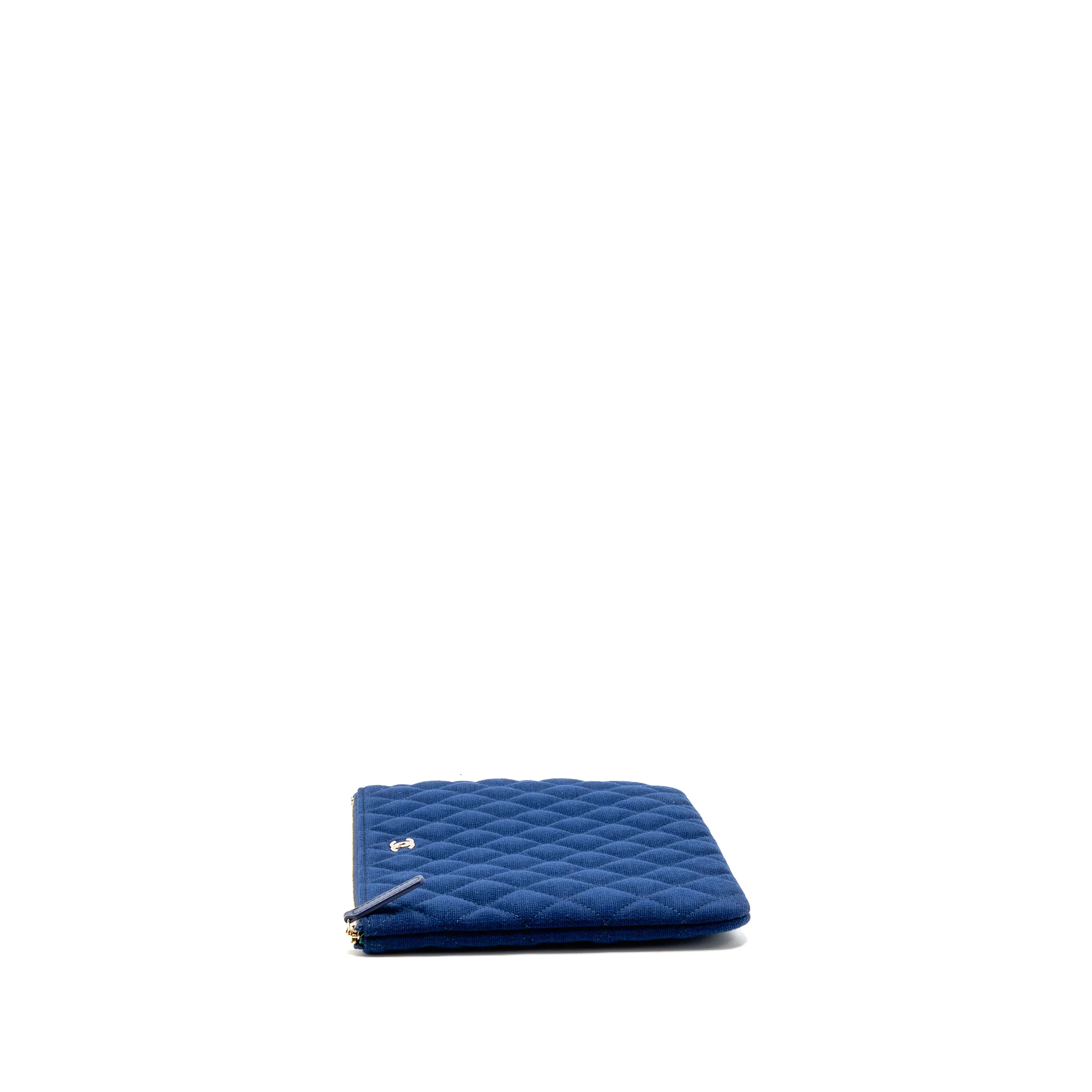 Chanel O-Case Pouch Jersey Navy Blue LGHW - Image 3