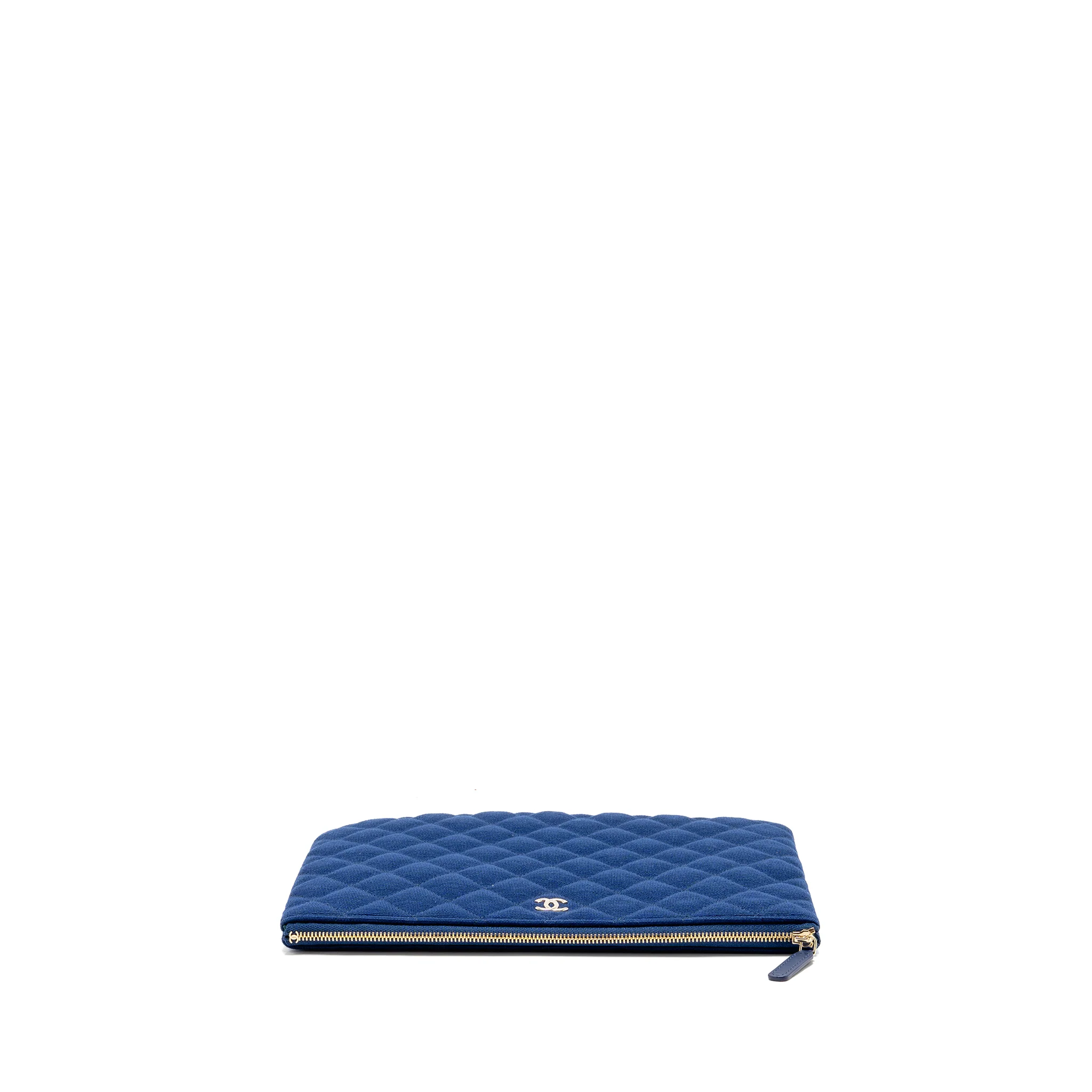 Chanel O-Case Pouch Jersey Navy Blue LGHW - Image 5