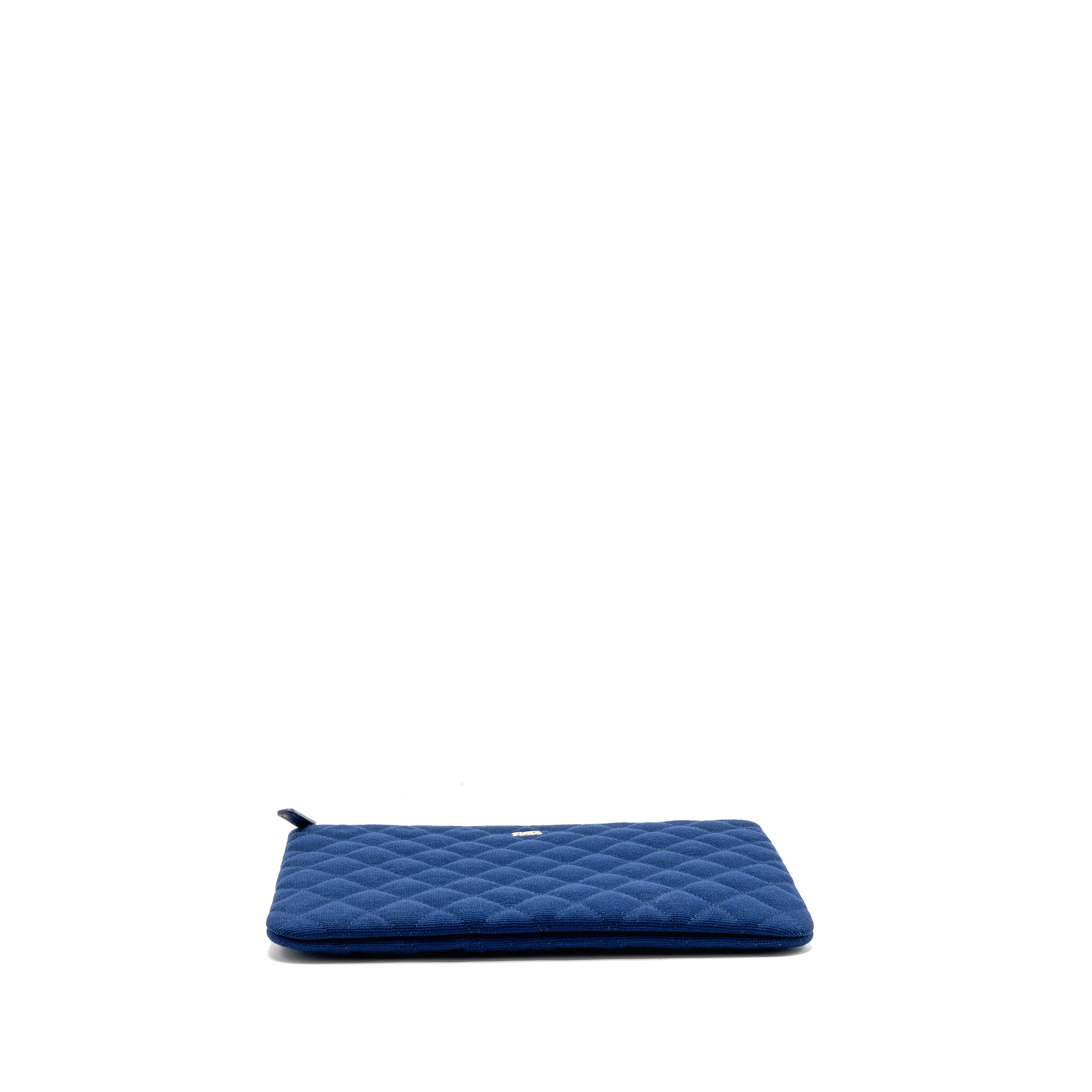 Chanel O-Case Pouch Jersey Navy Blue LGHW - Image 6
