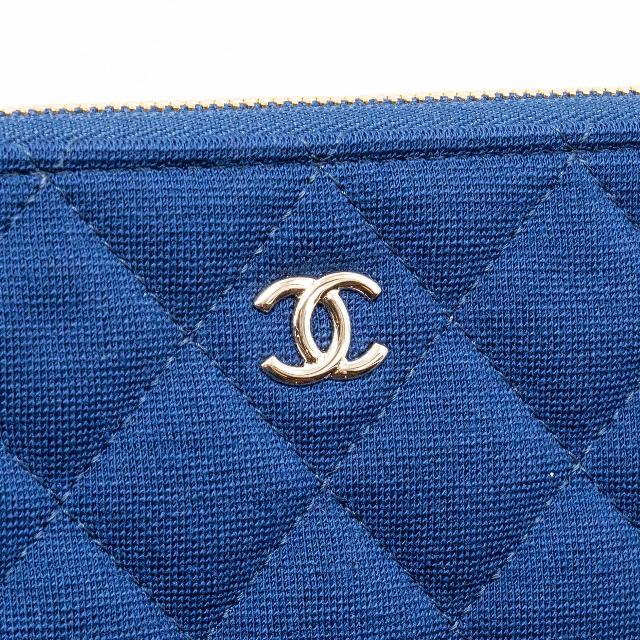 Chanel O-Case Pouch Jersey Navy Blue LGHW - Image 9