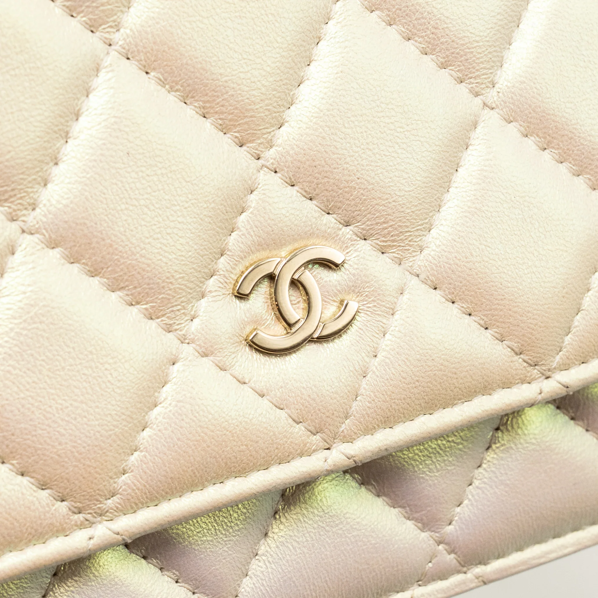 Chanel Wallet on Chain Lambskin Iridescent Ivory LGHW - Image 13