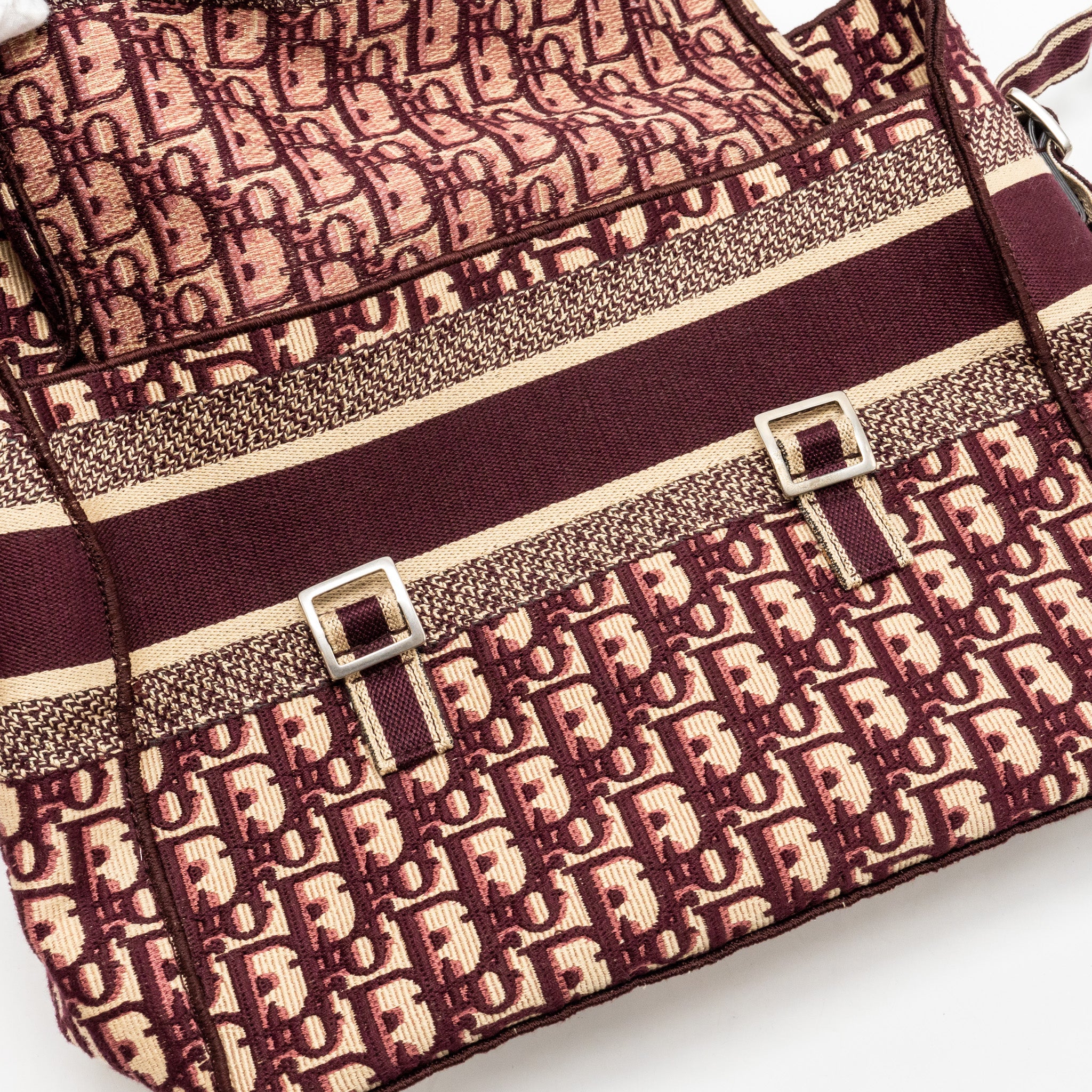 Dior Crossbody Messenger Bag Oblique Canvas Burgundy/Beige SHW - Image 13