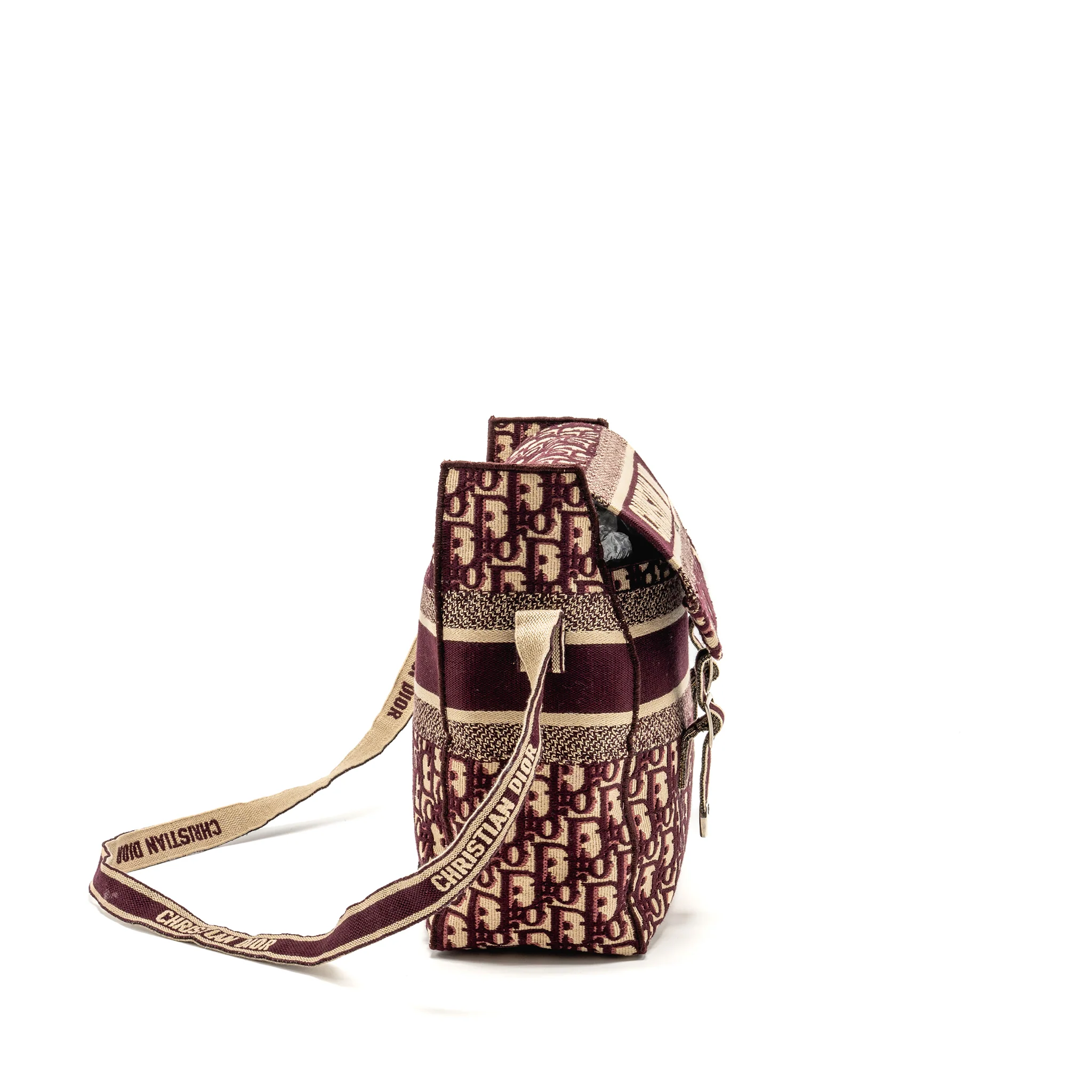 Dior Crossbody Messenger Bag Oblique Canvas Burgundy/Beige SHW - Image 3