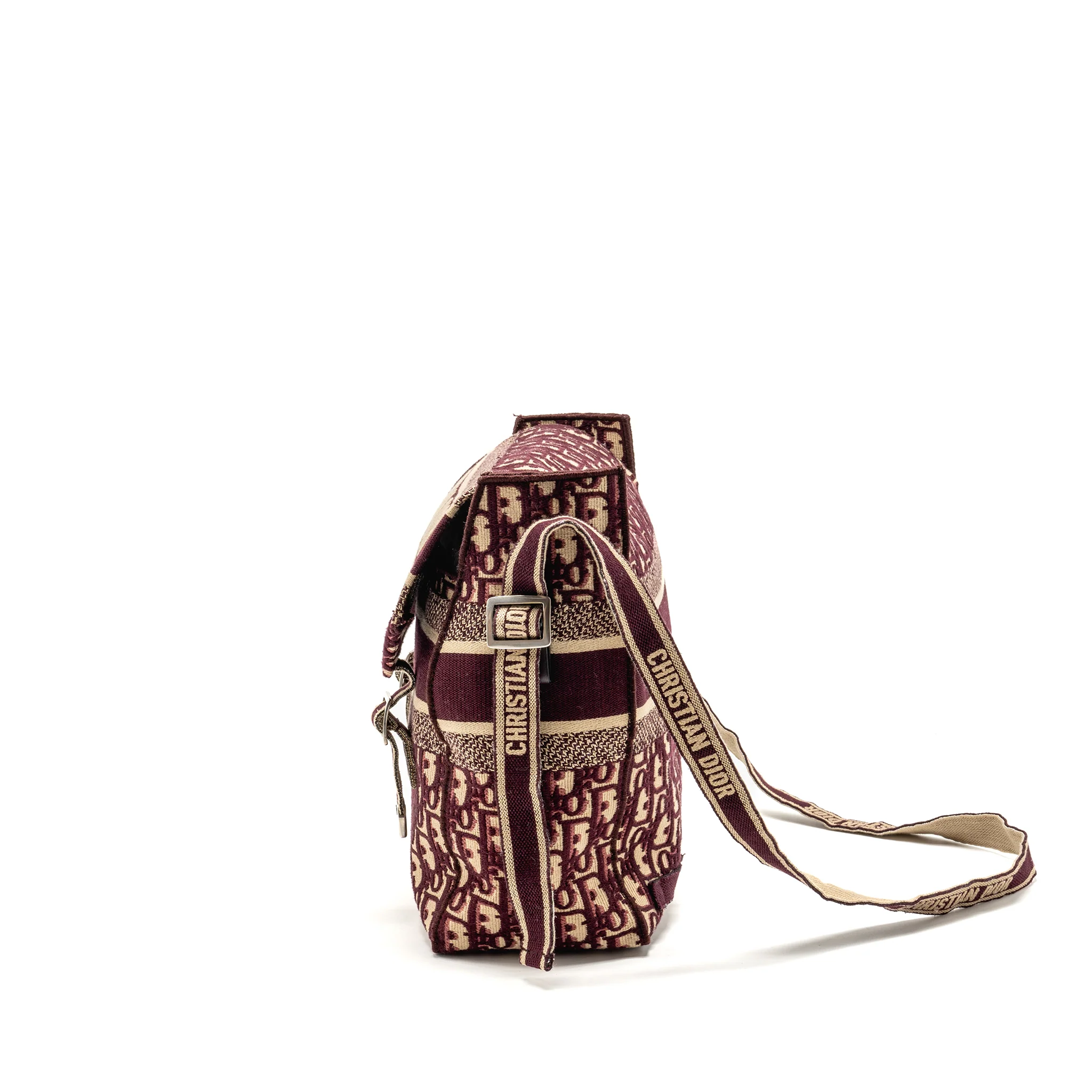 Dior Crossbody Messenger Bag Oblique Canvas Burgundy/Beige SHW - Image 4