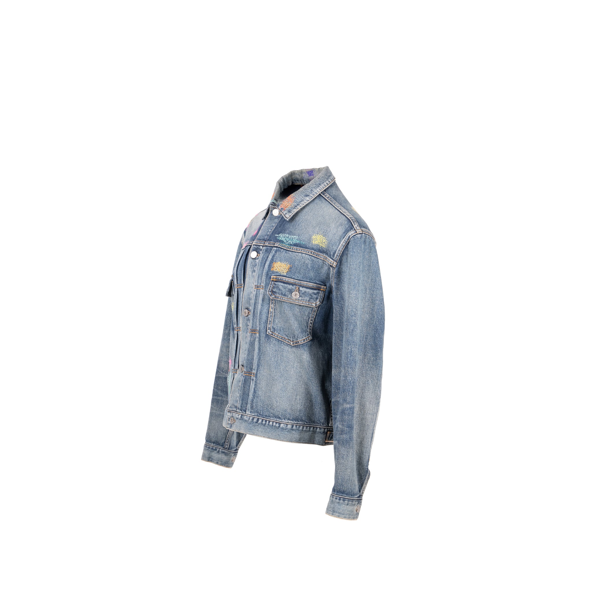 DIOR HOMME Size 50 Boro Denim Jacket Cotton Blue - Image 2