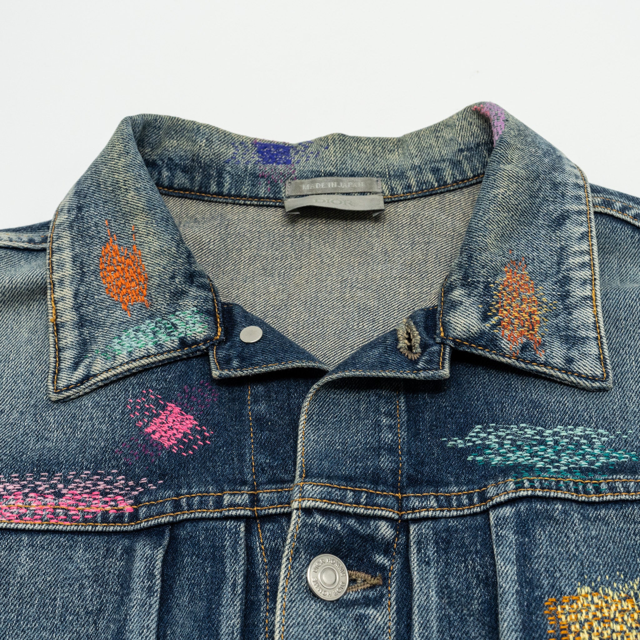 DIOR HOMME Size 50 Boro Denim Jacket Cotton Blue - Image 4