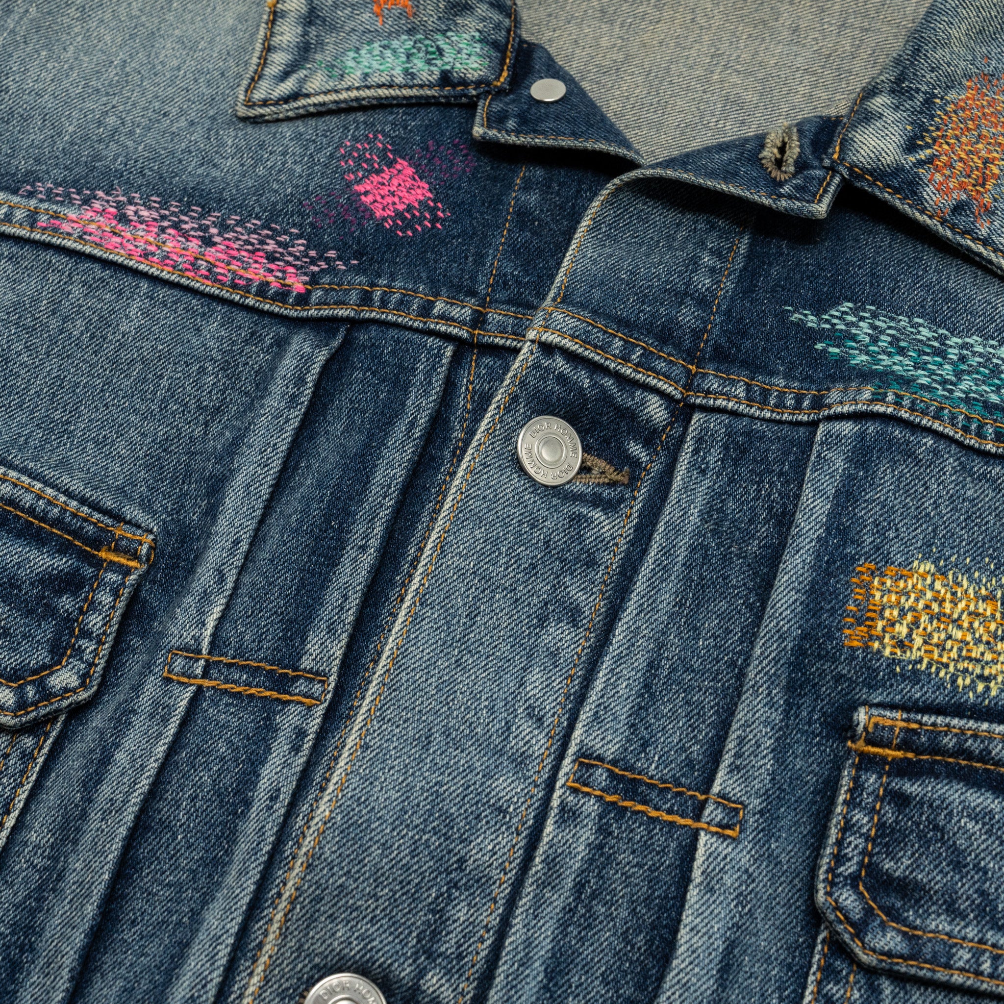 DIOR HOMME Size 50 Boro Denim Jacket Cotton Blue - Image 5