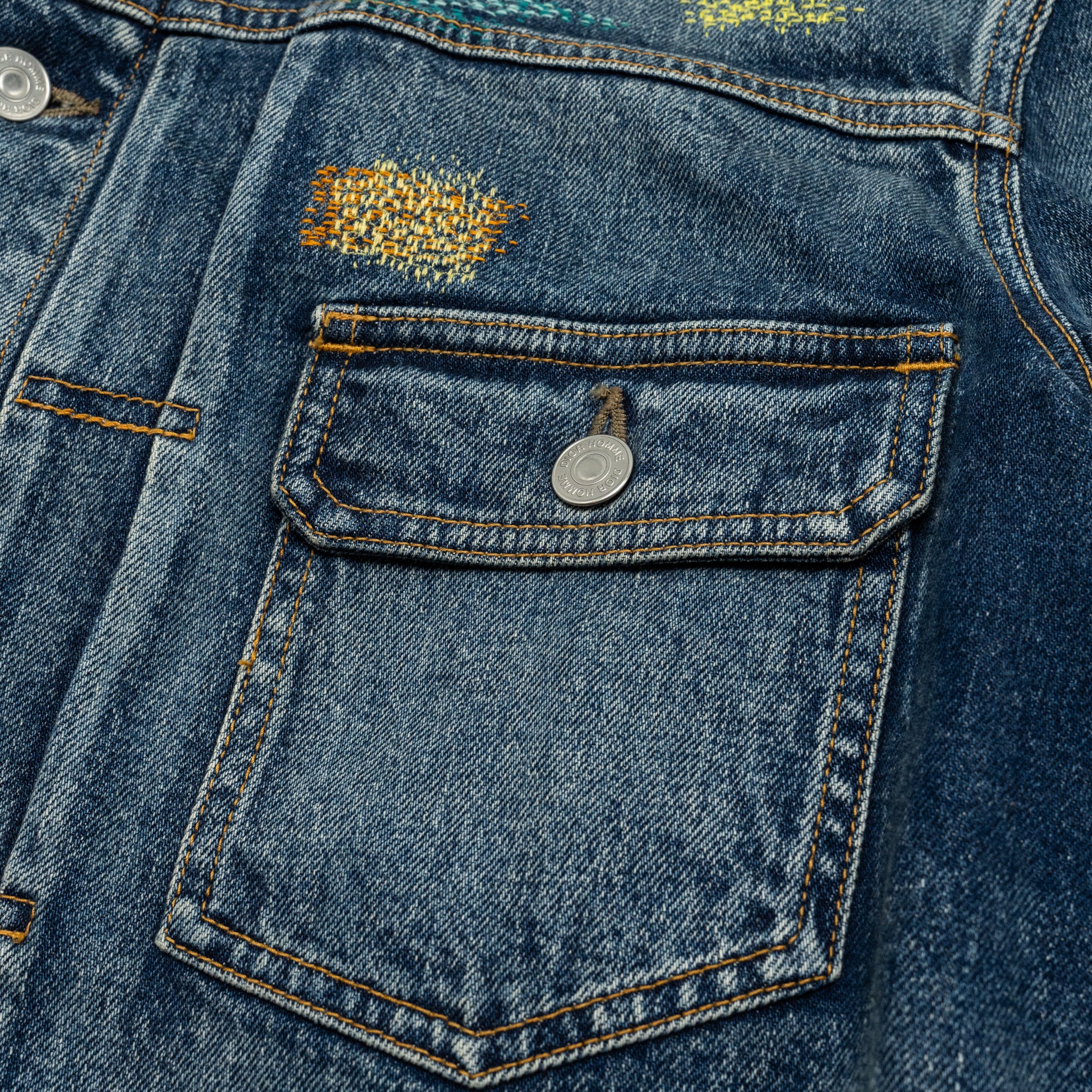 DIOR HOMME Size 50 Boro Denim Jacket Cotton Blue - Image 6