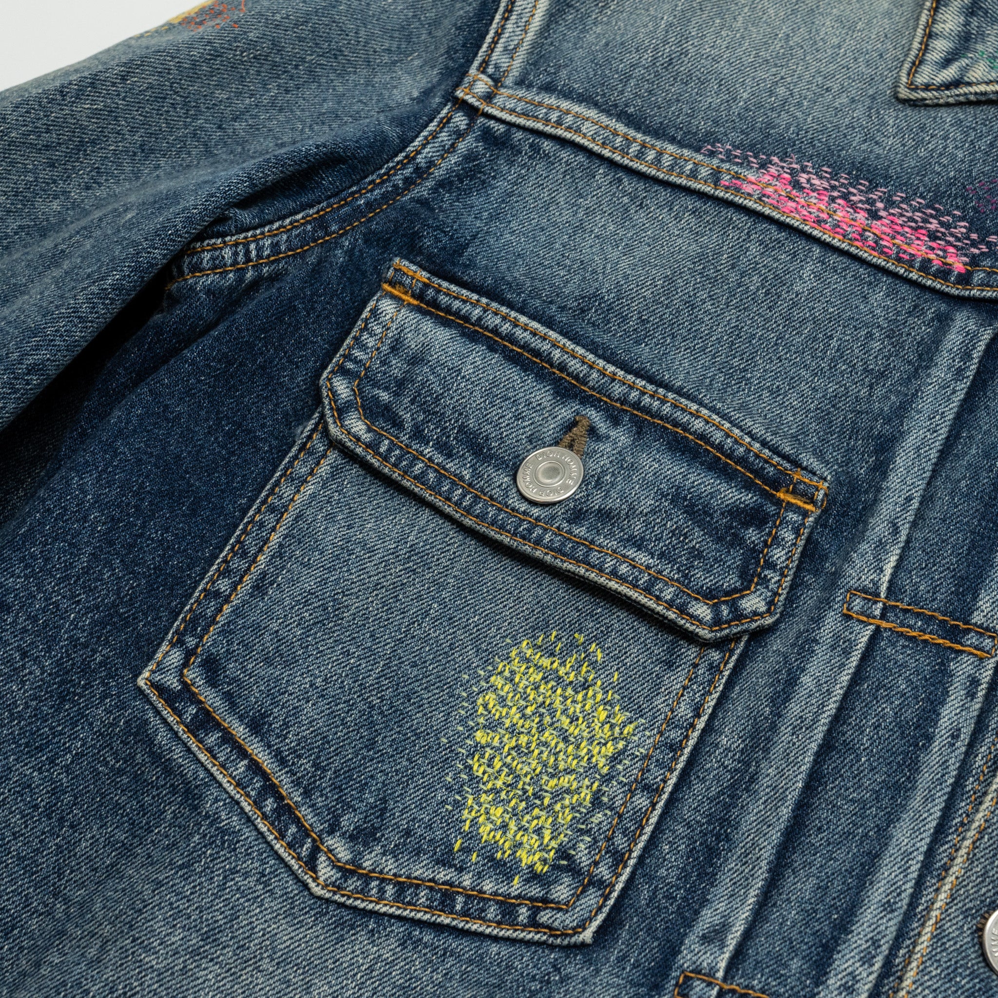 DIOR HOMME Size 50 Boro Denim Jacket Cotton Blue - Image 7