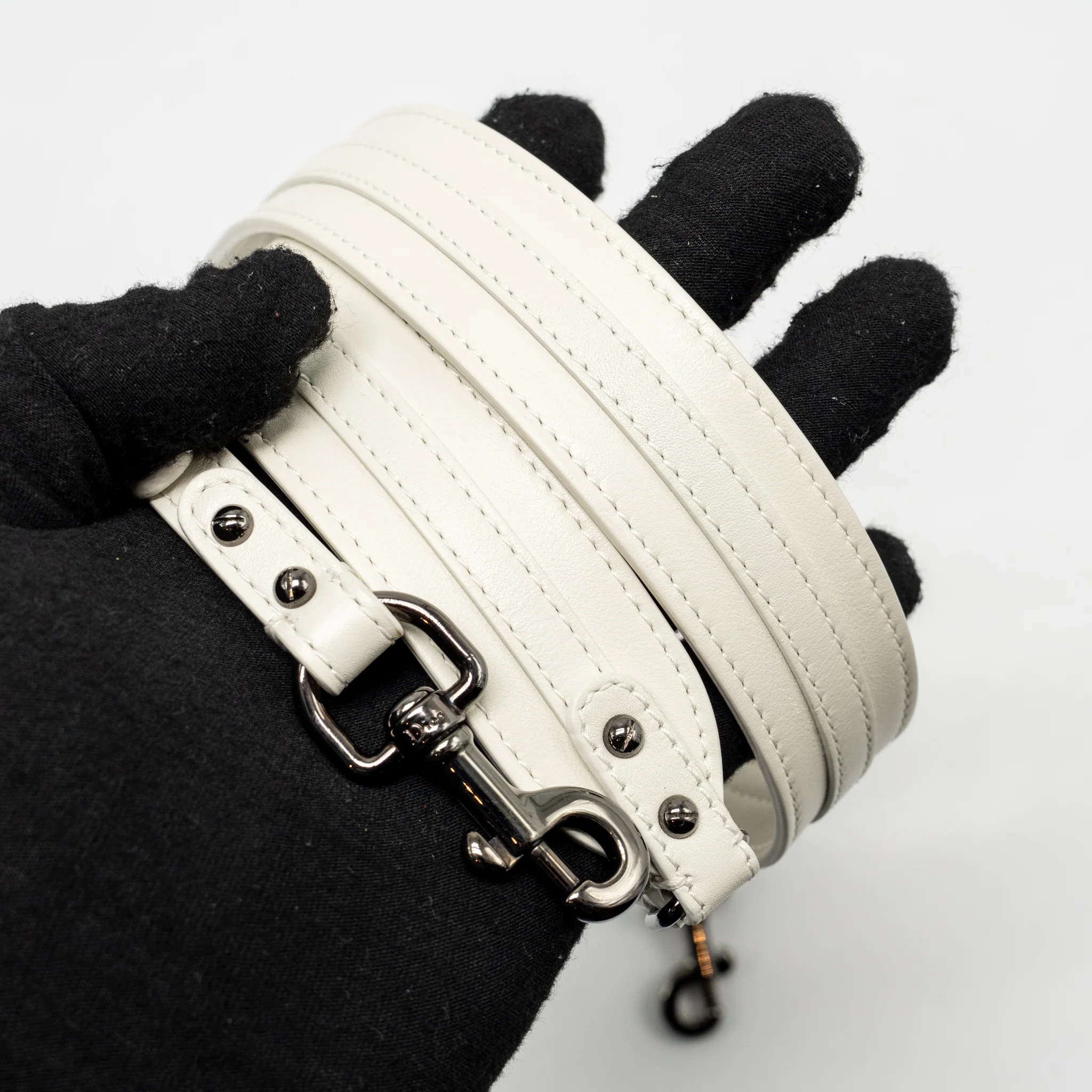 Dior Lady 95.22 Handbag Lambskin White with Black Hardware - Image 18