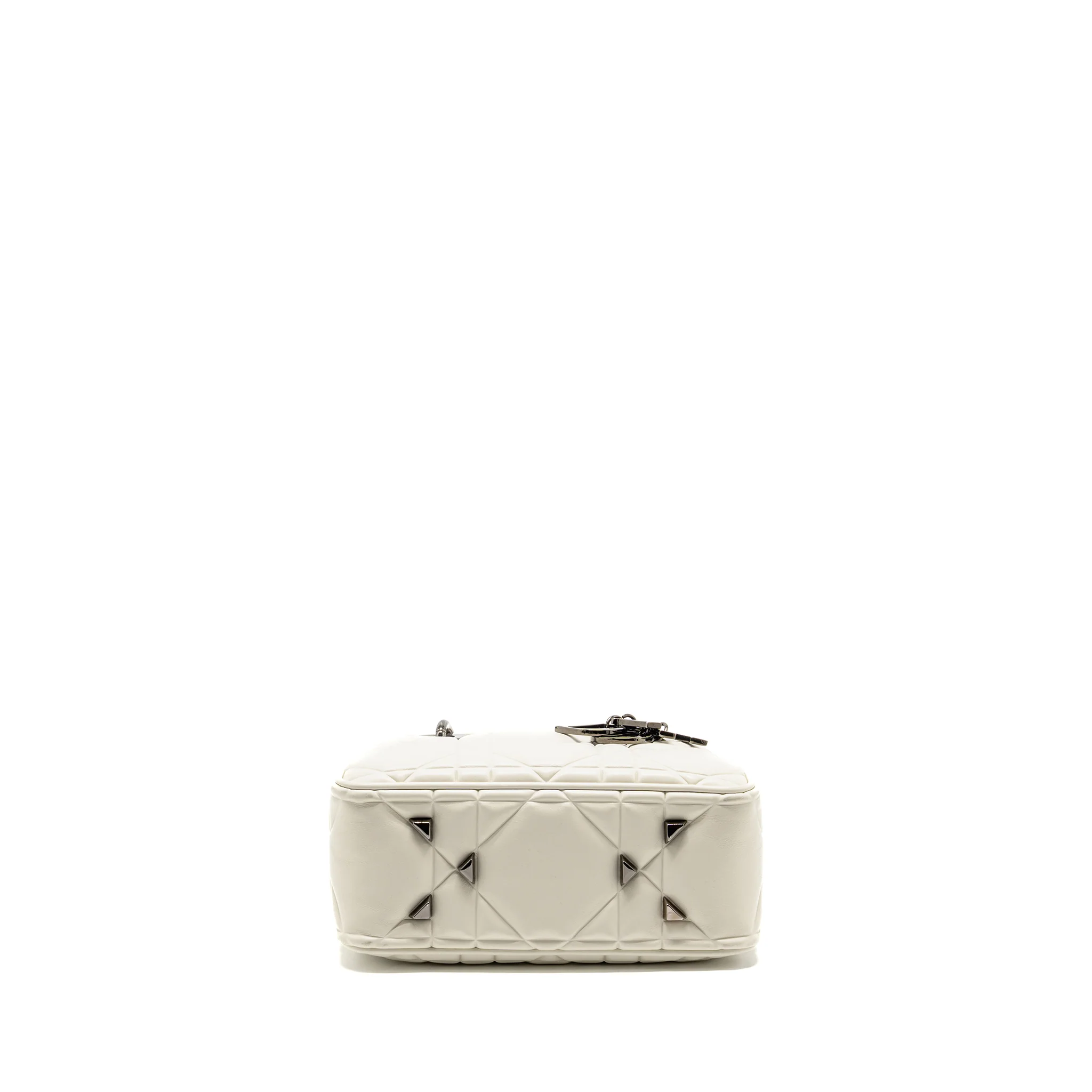 Dior Lady 95.22 Handbag Lambskin White with Black Hardware - Image 5