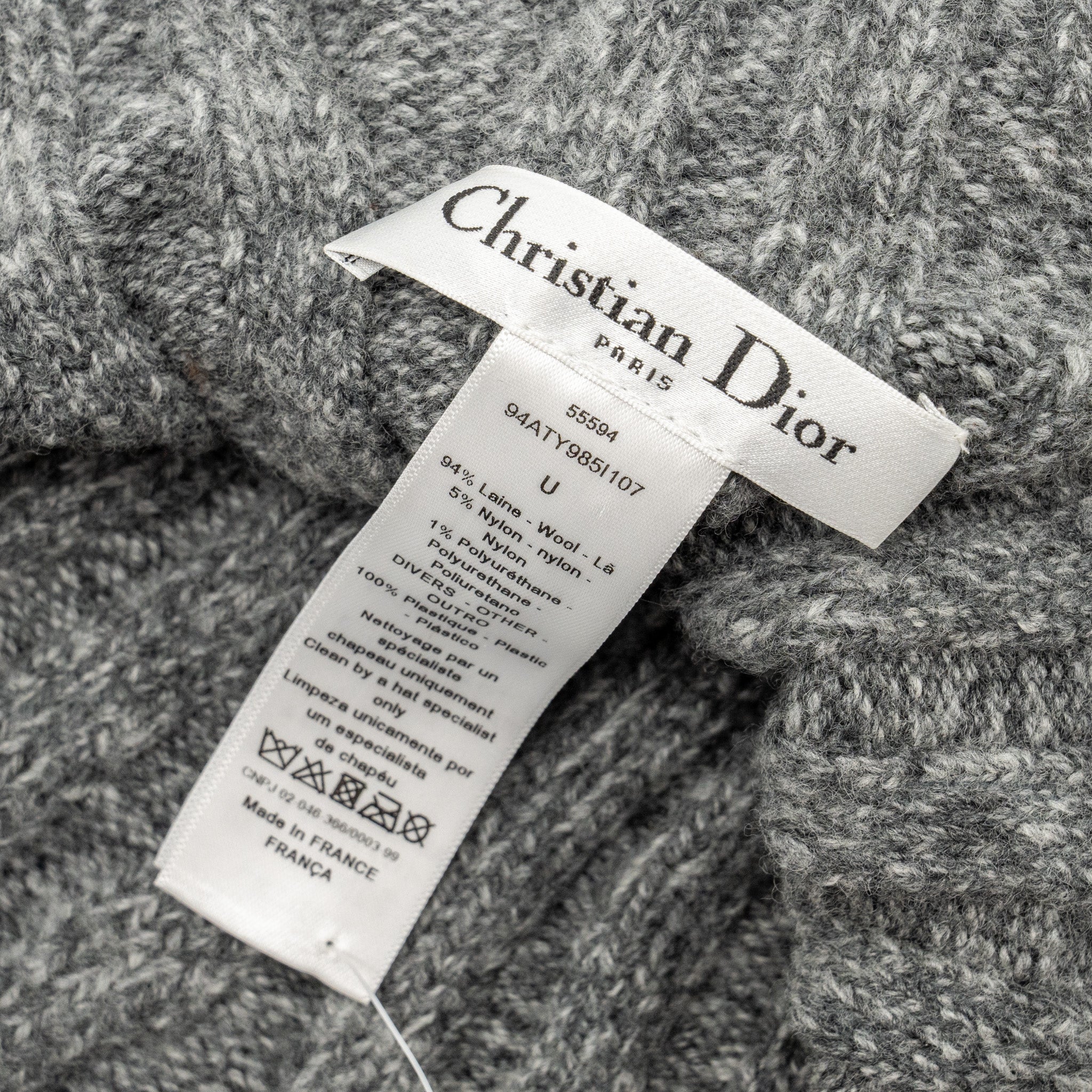 Dior Letter Logo Wire-Brimmed Beanie Wool Grey - Image 5