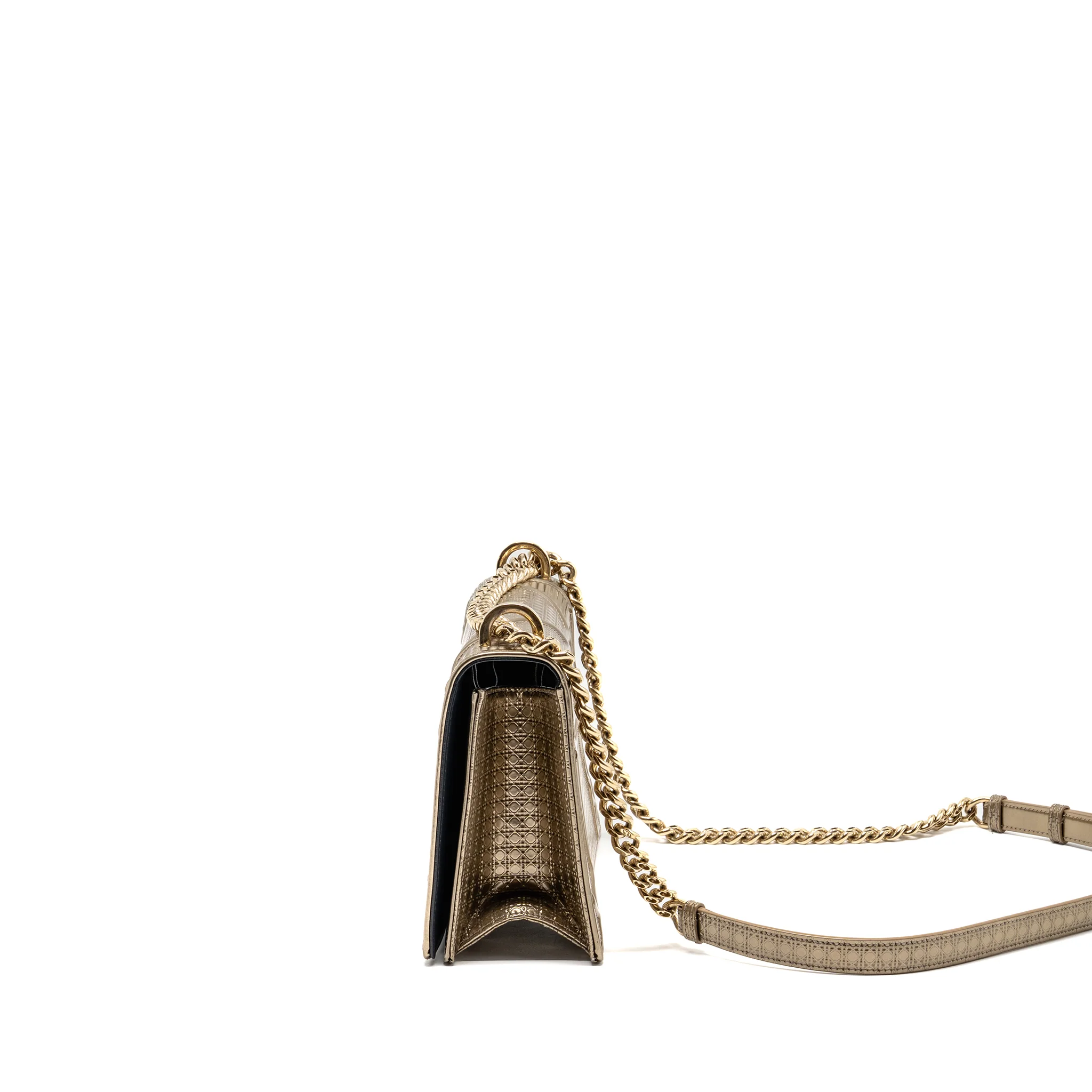 Dior Medium Diorama Metallic Calfskin Light Gold with LGHW - Image 4