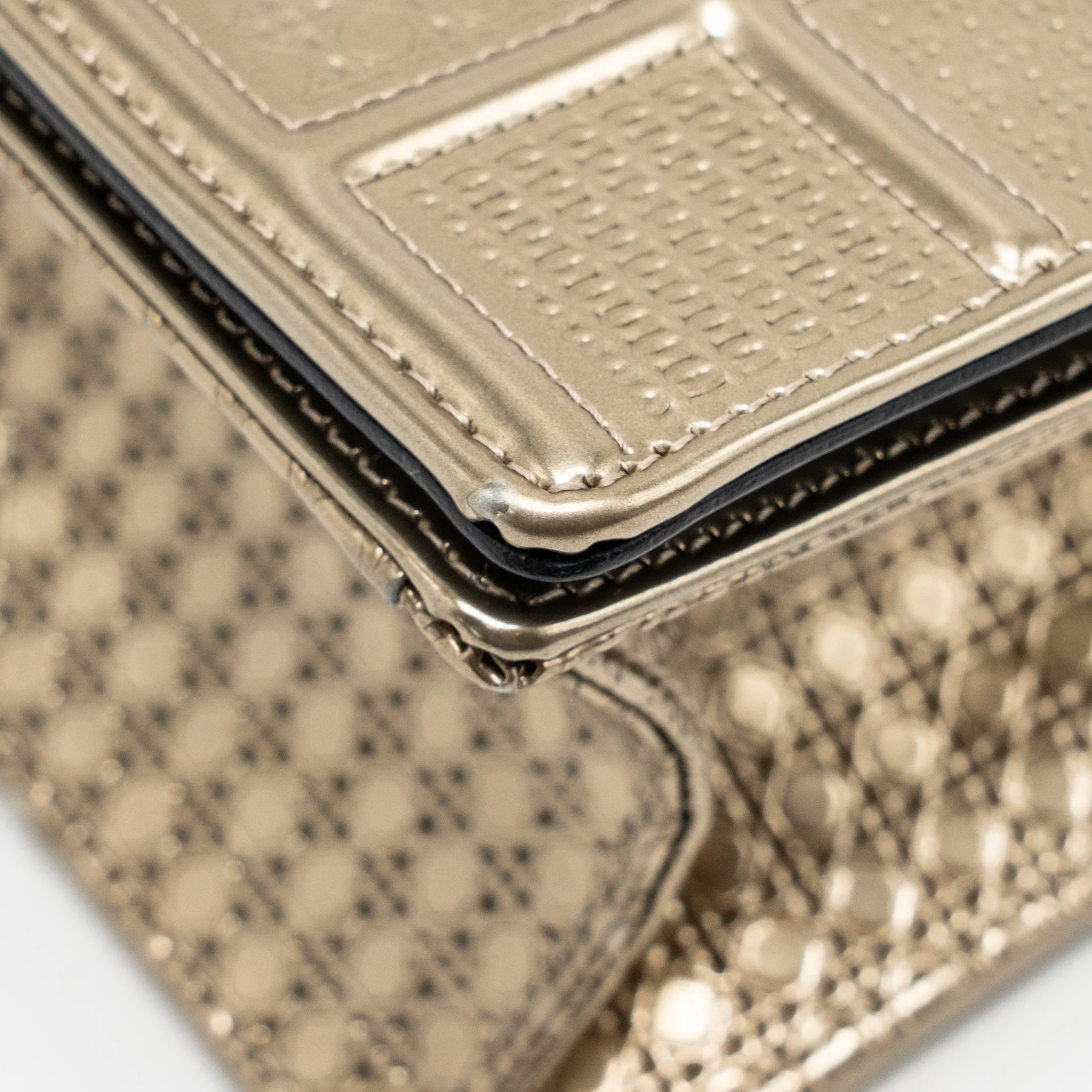 Dior Medium Diorama Metallic Calfskin Light Gold with LGHW - Image 9