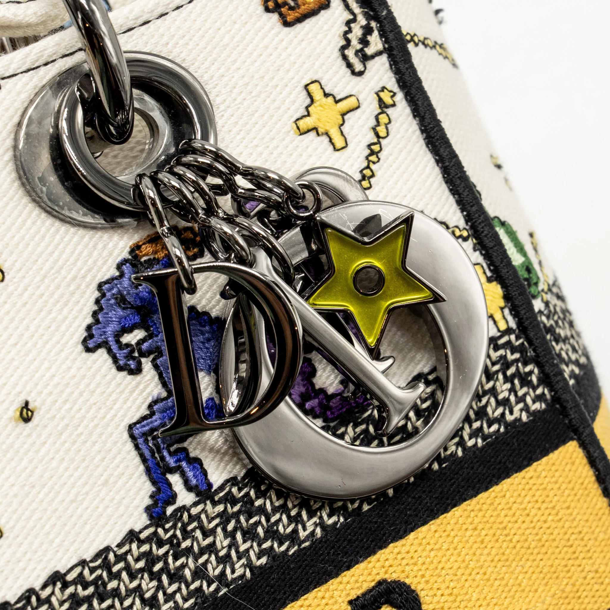 Dior Medium Lady D-lite Bag Pixel Zodiac Embroidery Canvas Multicolour Black hardware - Image 13