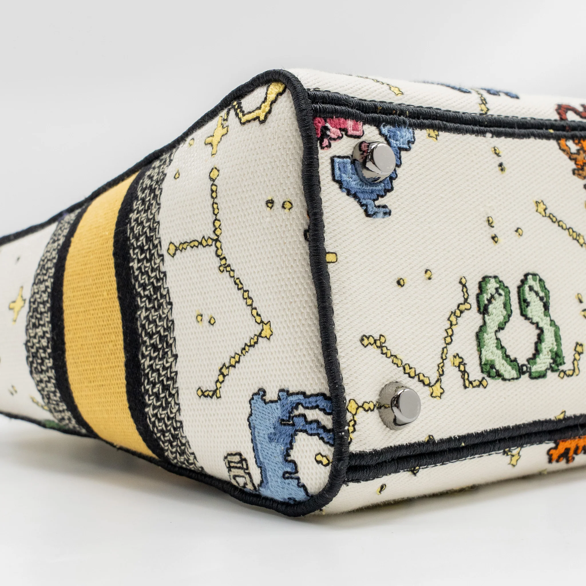 Dior Medium Lady D-lite Bag Pixel Zodiac Embroidery Canvas Multicolour Black hardware - Image 6