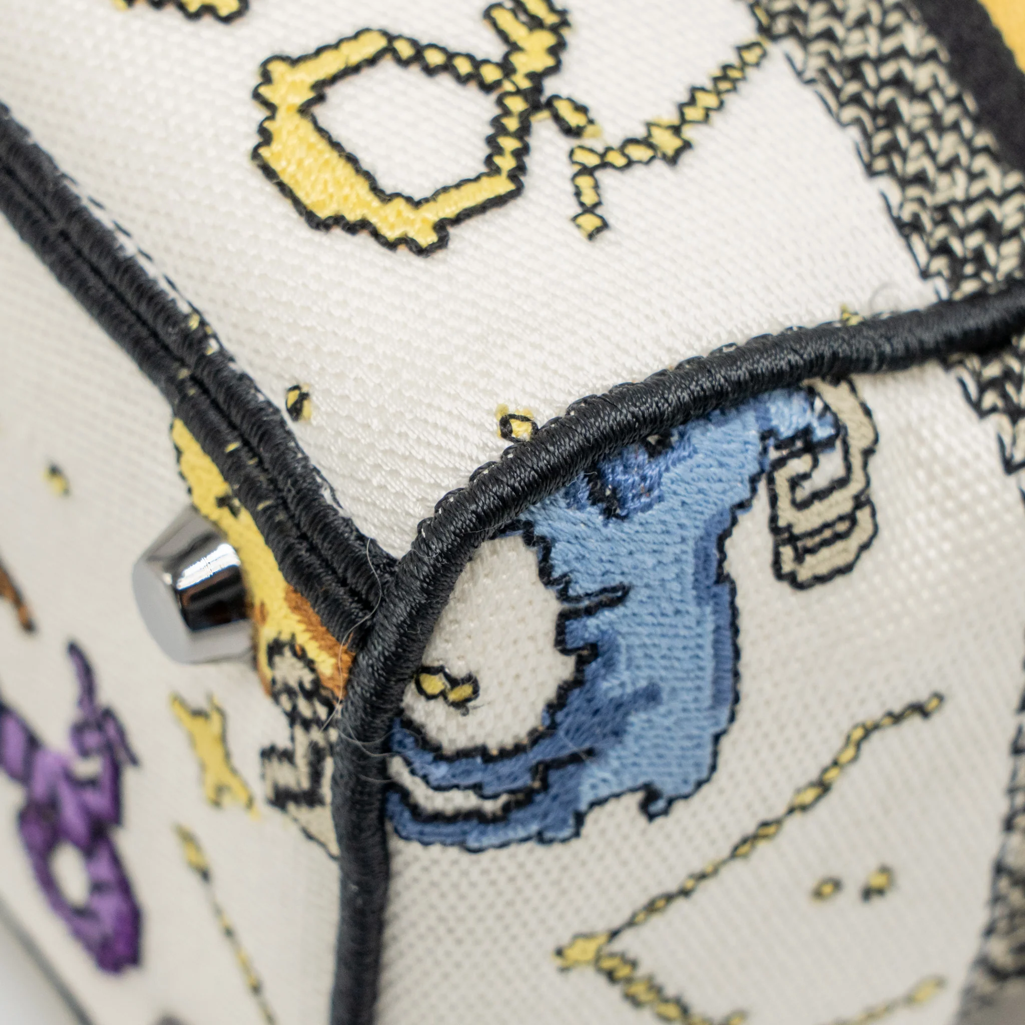 Dior Medium Lady D-lite Bag Pixel Zodiac Embroidery Canvas Multicolour Black hardware - Image 9