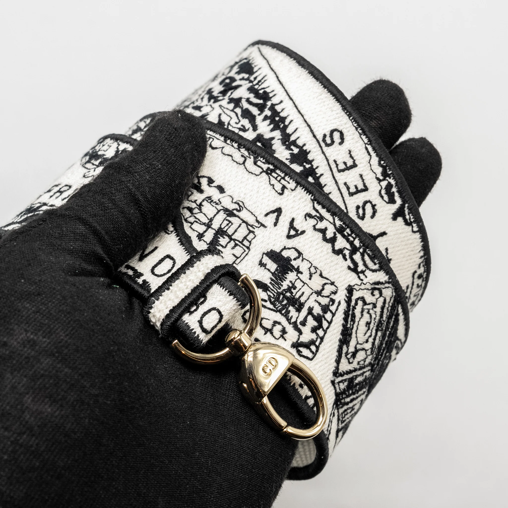 Dior Medium Lady D-lite Bag Plan De Paris Embroidery Canvas Black/White LGHW - Image 17